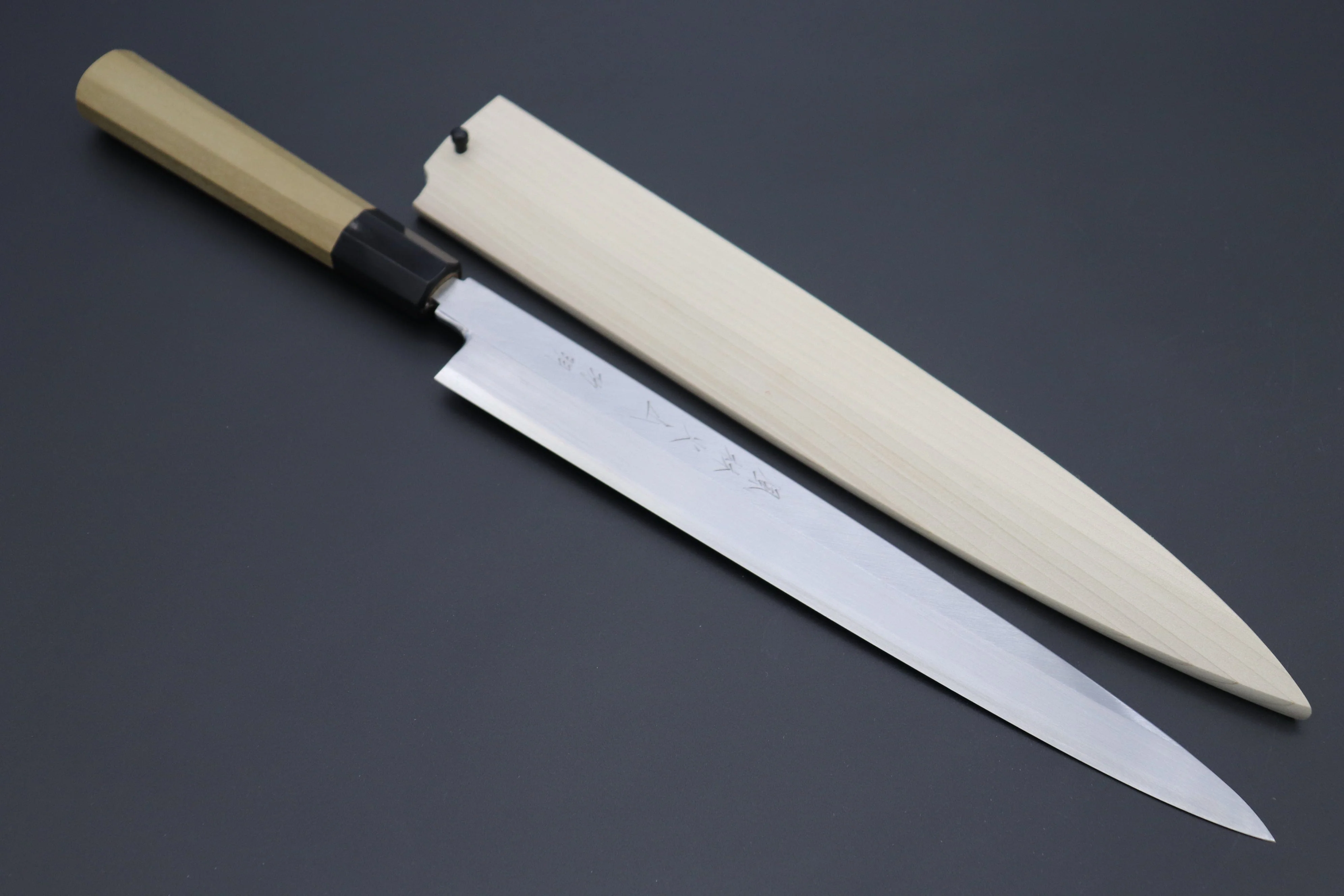 Fu-Rin-Ka-Zan Hon Kasumi Series Blue Steel No.2 Yanagiba (240mm to 300mm, 3 sizes) - Image 10