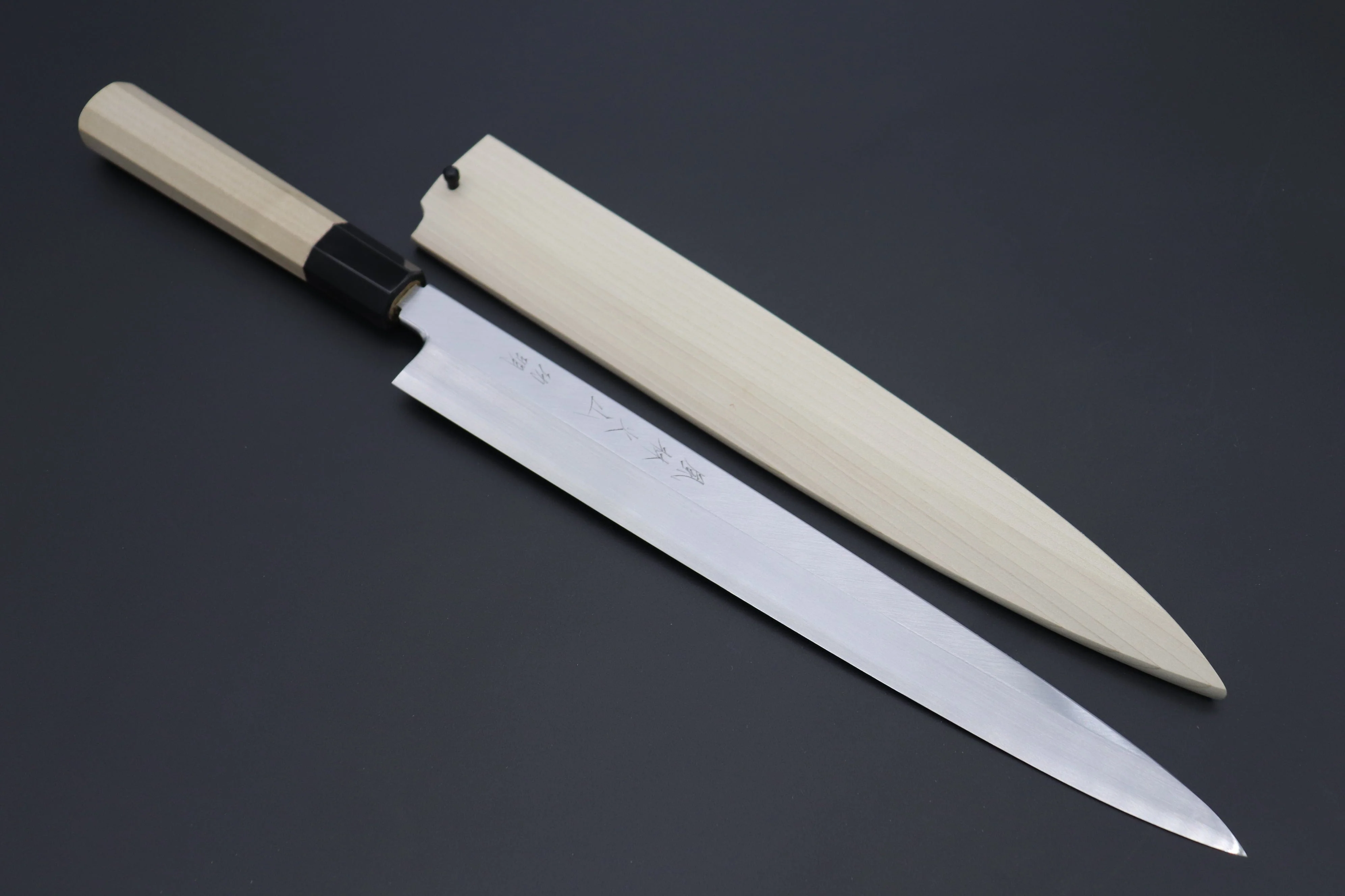 Fu-Rin-Ka-Zan Hon Kasumi Series Blue Steel No.2 Yanagiba (240mm to 300mm, 3 sizes) - Image 11