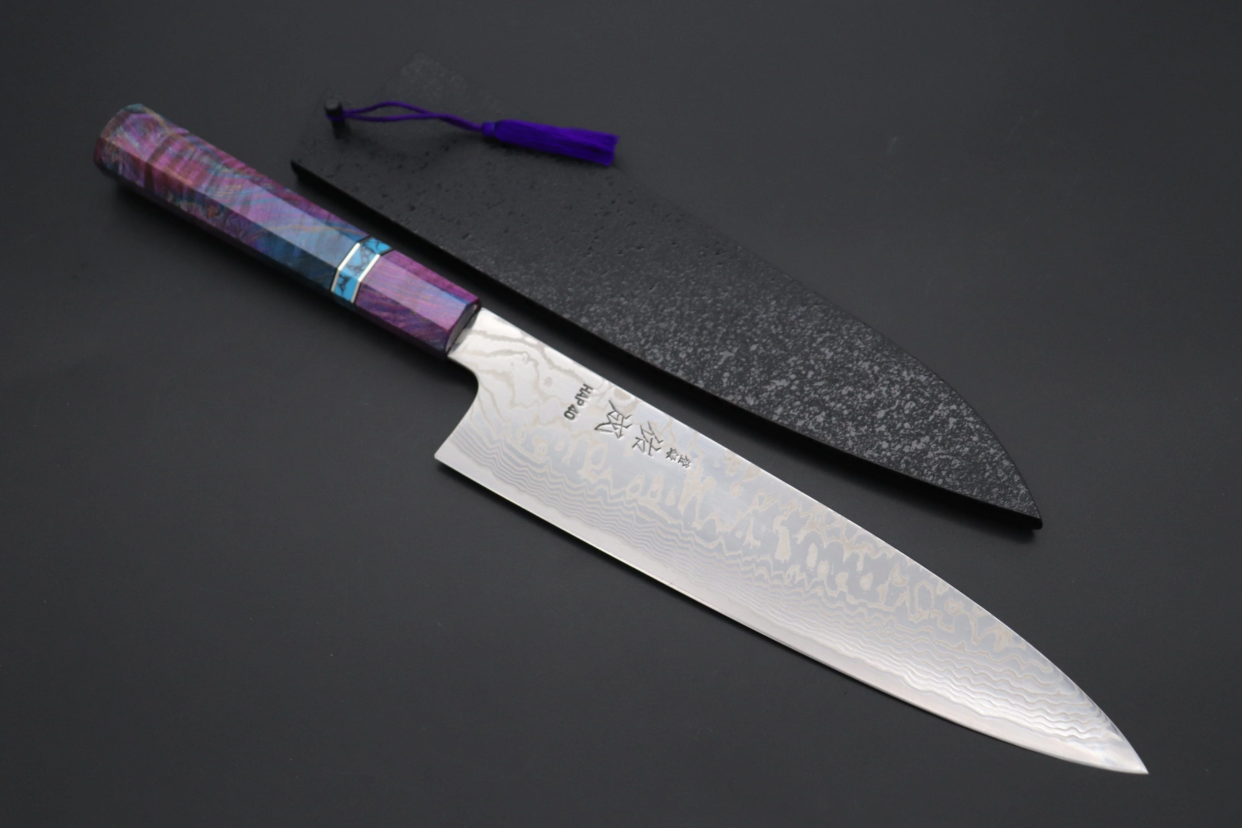Custom Limited Edition, Sukenari HAP-40 Nickel Damascus Wa Gyuto 240mm (9.4 inch, SCL-588)