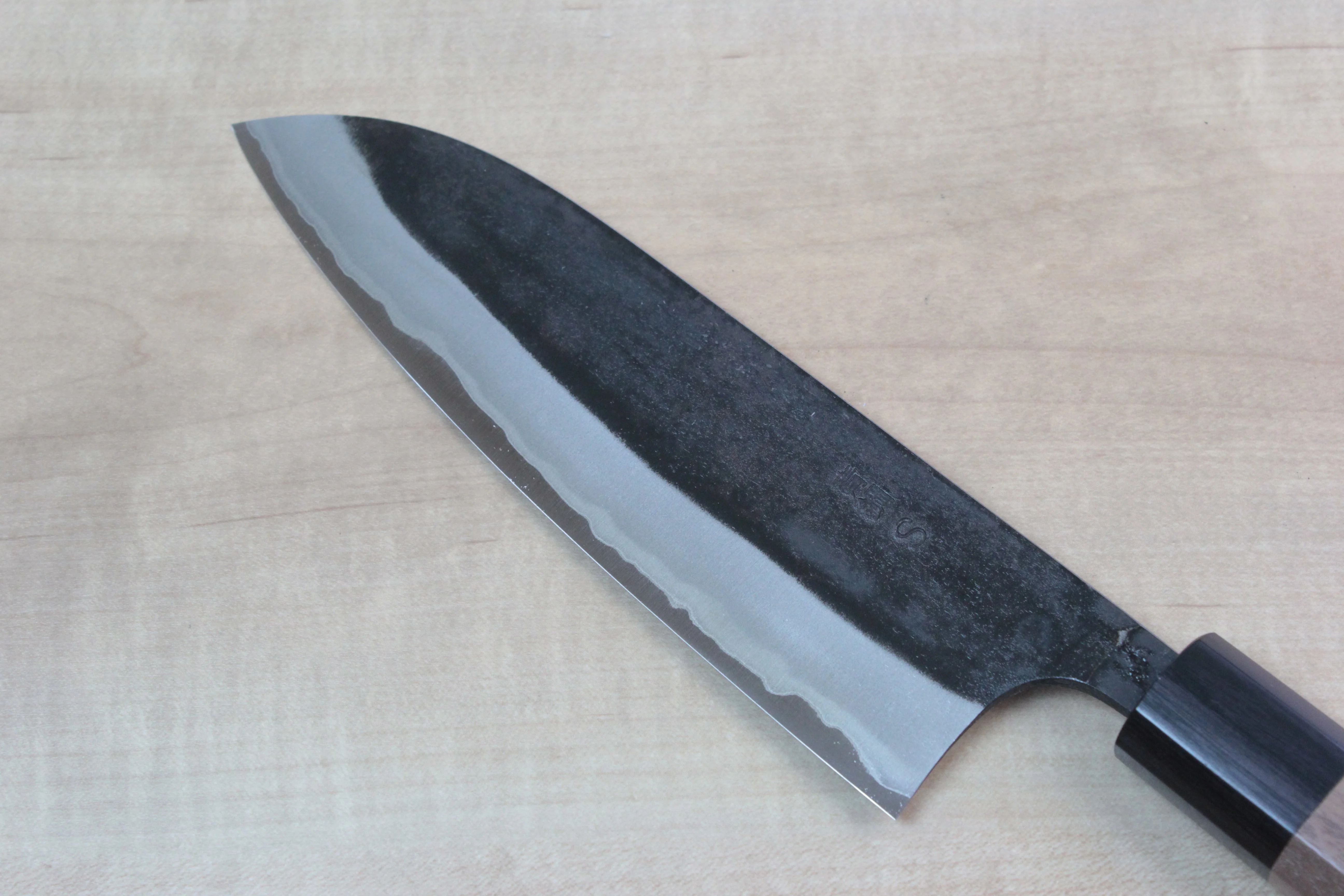 Fu-Rin-Ka-Zan Aogami Super Kurouchi Series FAB-4W Wa Santoku 170mm (6.6 inch, Octagon Shaped Walnut-Wood Handle) - Image 4