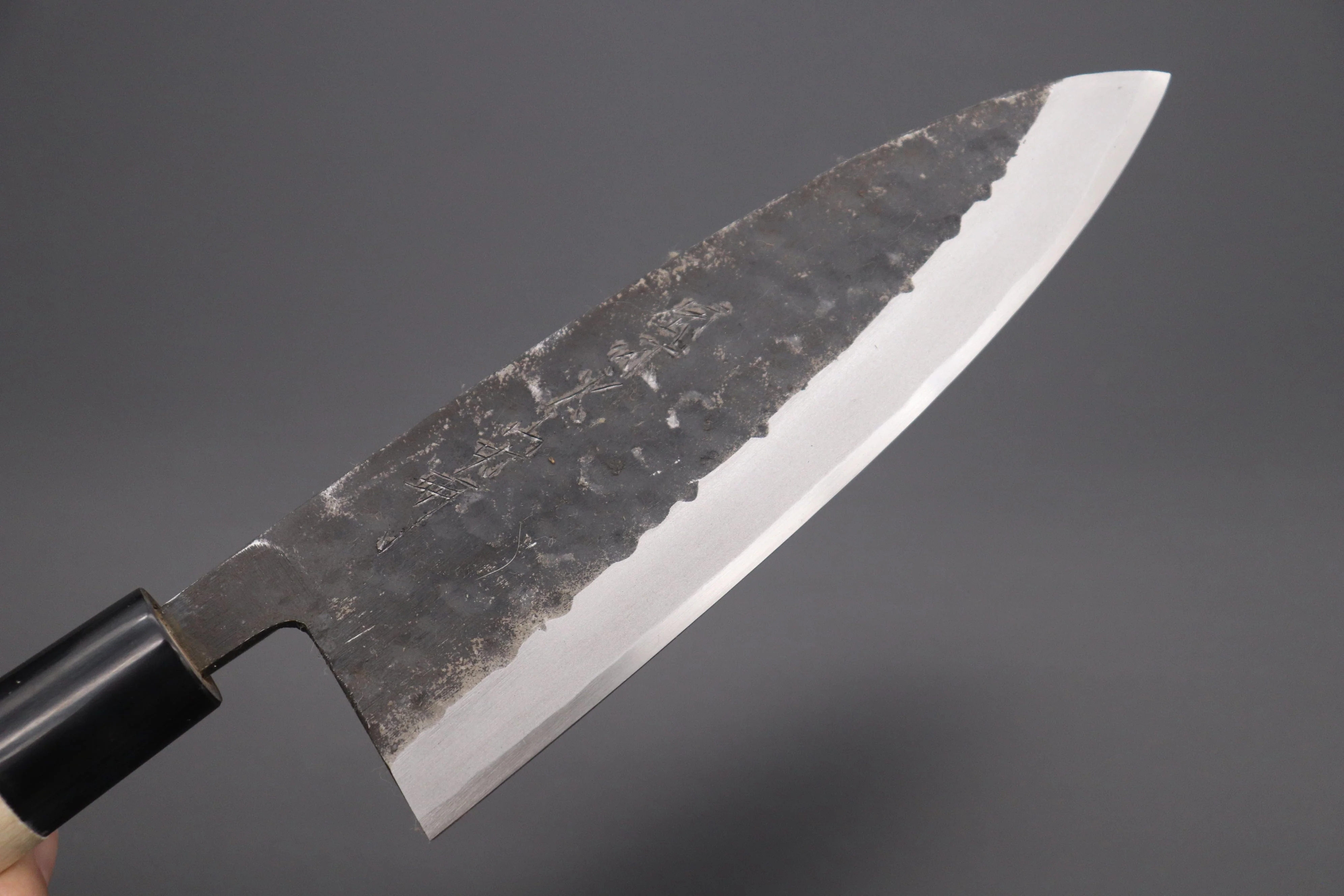 Fu-Rin-Ka-Zan Kurouchi White Steel No.2 Series Deba (Oval Shaped Magnolia Wood Handle with Water Buffalo Ferrules, 165mm and 180mm) - Image 2