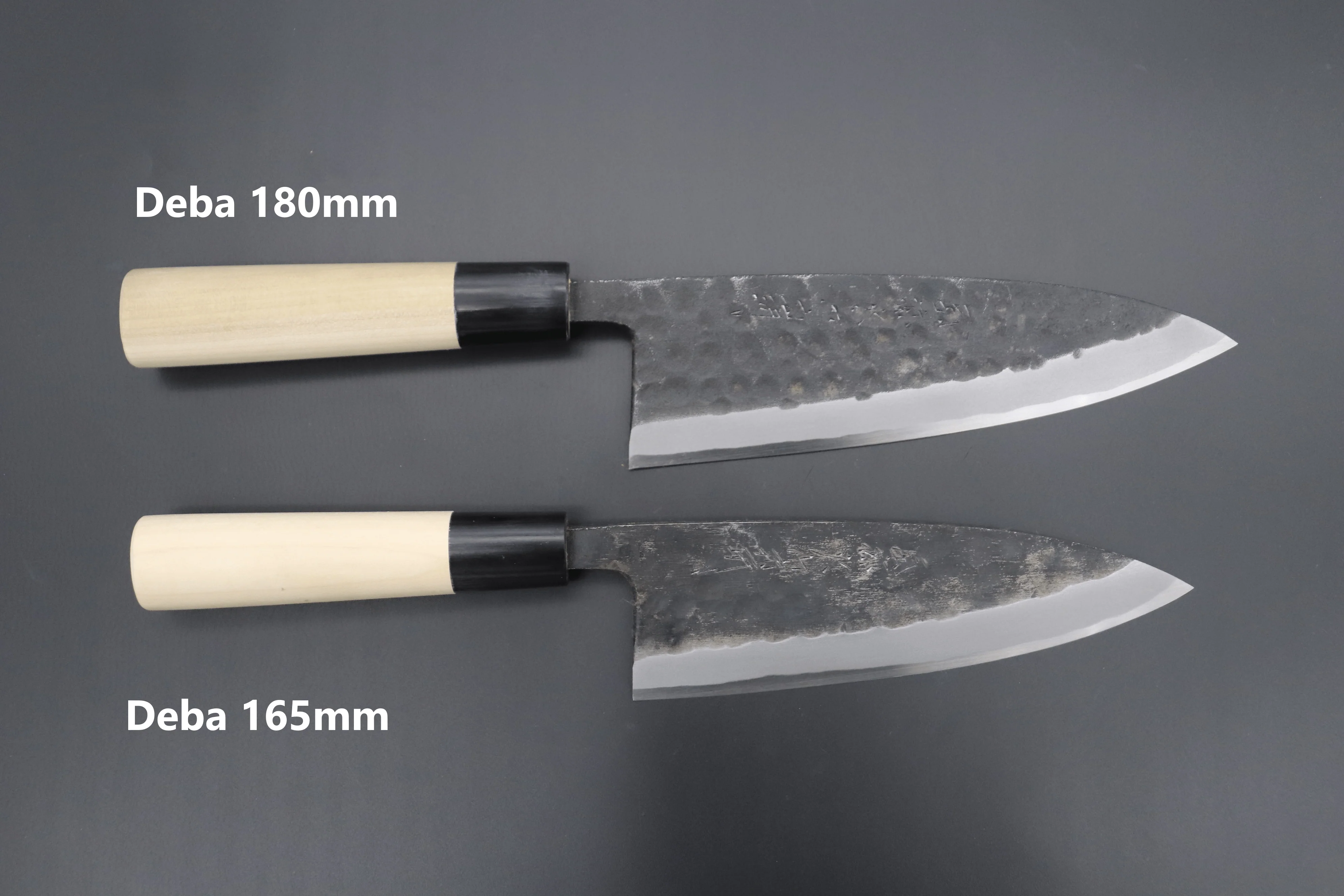 Fu-Rin-Ka-Zan Kurouchi White Steel No.2 Series Deba (Oval Shaped Magnolia Wood Handle with Water Buffalo Ferrules, 165mm and 180mm) - Image 9
