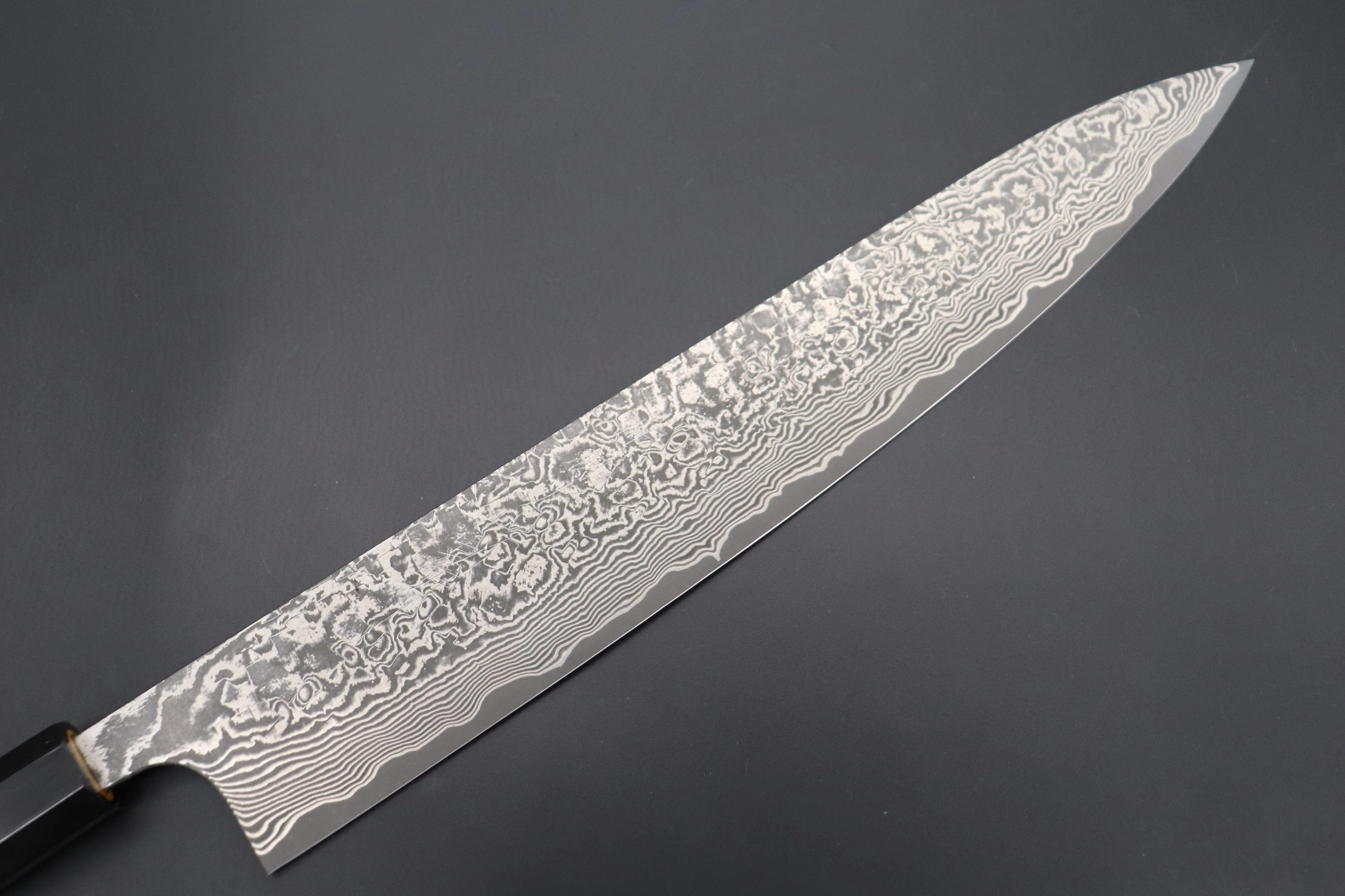 Fu-Rin-Ka-Zan YUTAKA 豊佳 Series R-2 Damascus Edition FRYP-50 Wa Sujihiki 270mm (10.6 inch, Sunny Yellow Color Stabilized Maple Burl Wood Handle) - Image 2