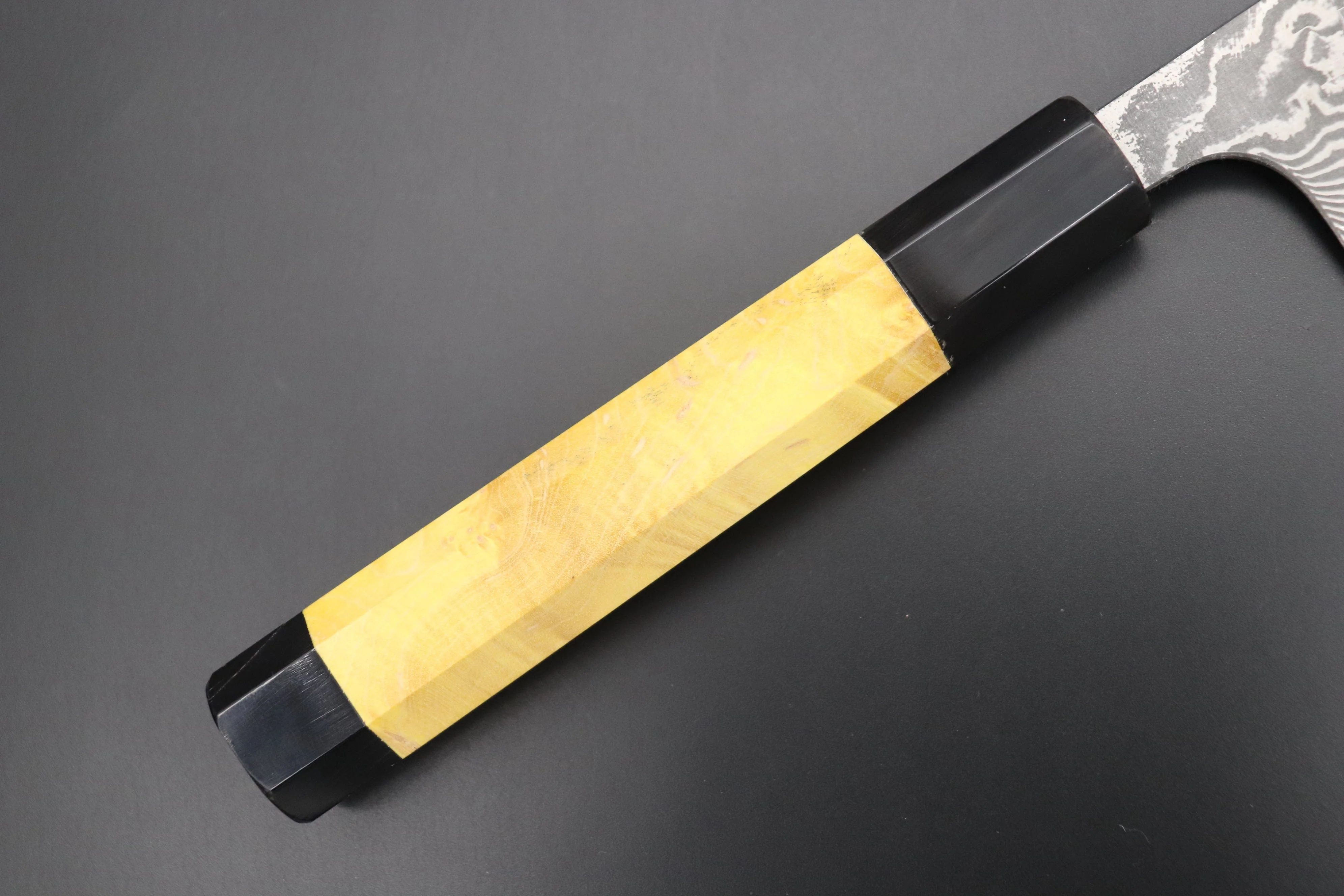 Fu-Rin-Ka-Zan YUTAKA 豊佳 Series R-2 Damascus Edition FRYP-50 Wa Sujihiki 270mm (10.6 inch, Sunny Yellow Color Stabilized Maple Burl Wood Handle) - Image 3