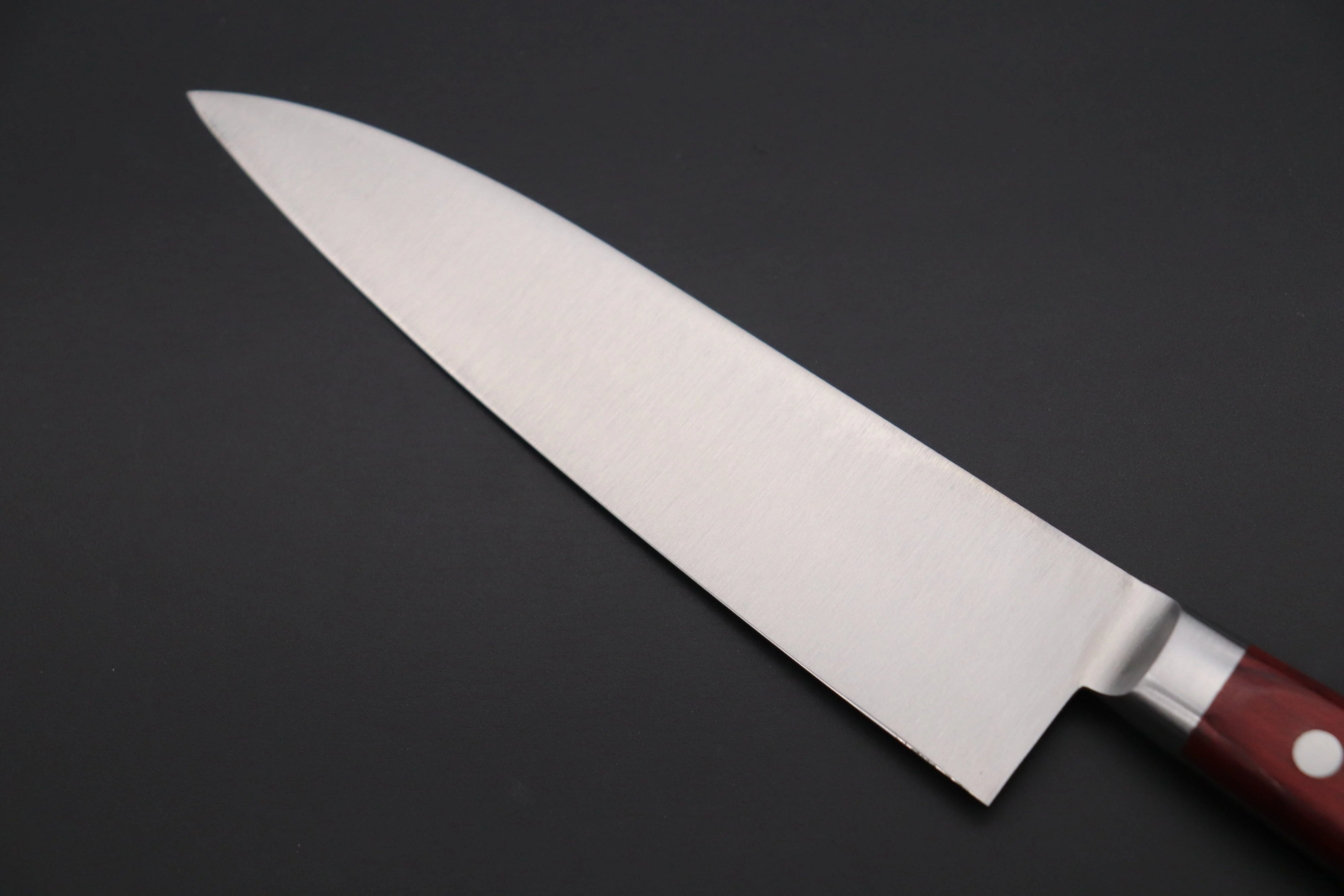 Fujiwara Kanefusa FKM Series Gyuto (150mm to 300mm, 6 sizes, Wine Color Pakka Wood Handle) "Discontinued" - Image 6