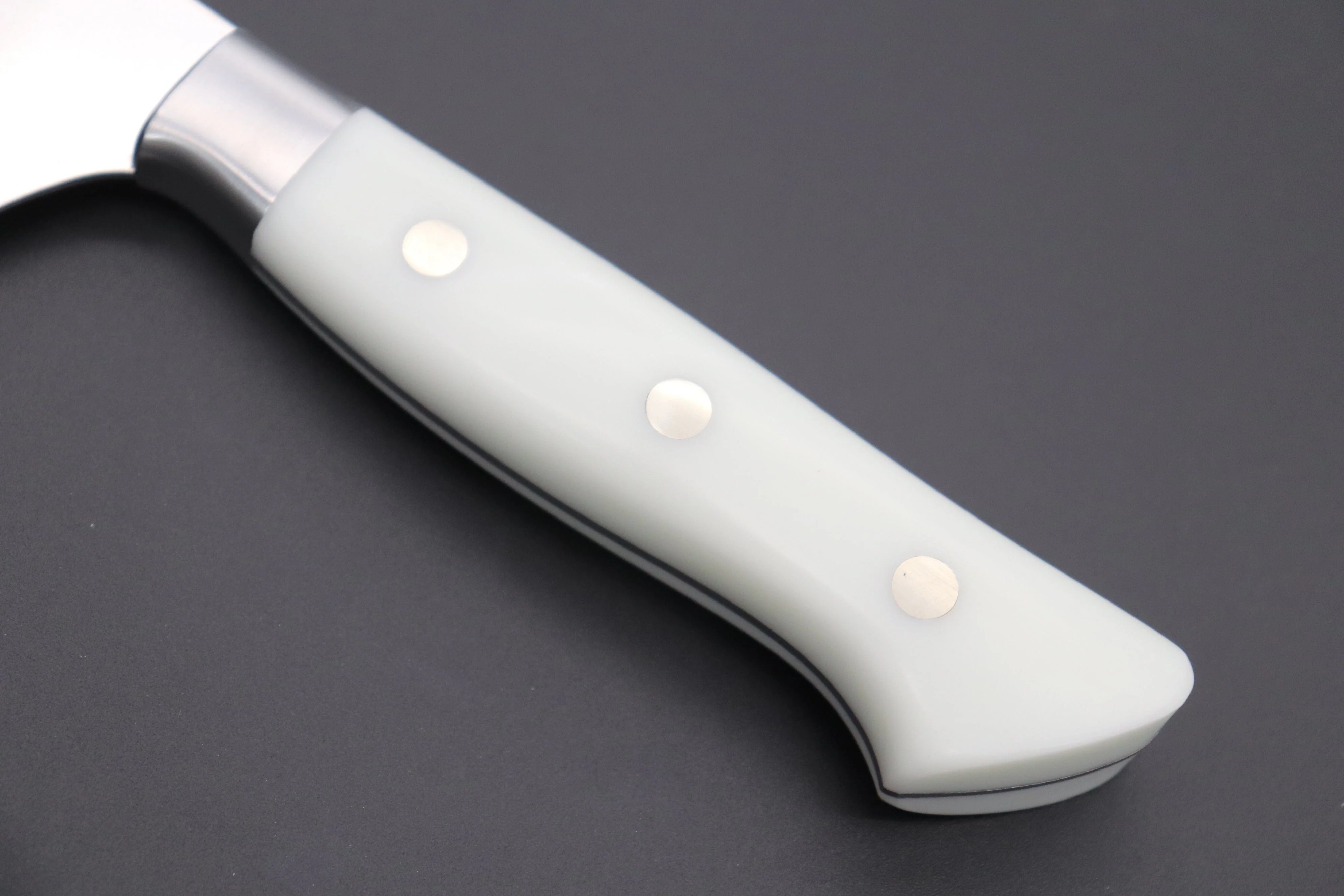 Hattori Forums FH Solid VG-10 Series FH-7W Gyuto 240mm (9.4 Inch, Fresh White Corian Handle) - Image 3
