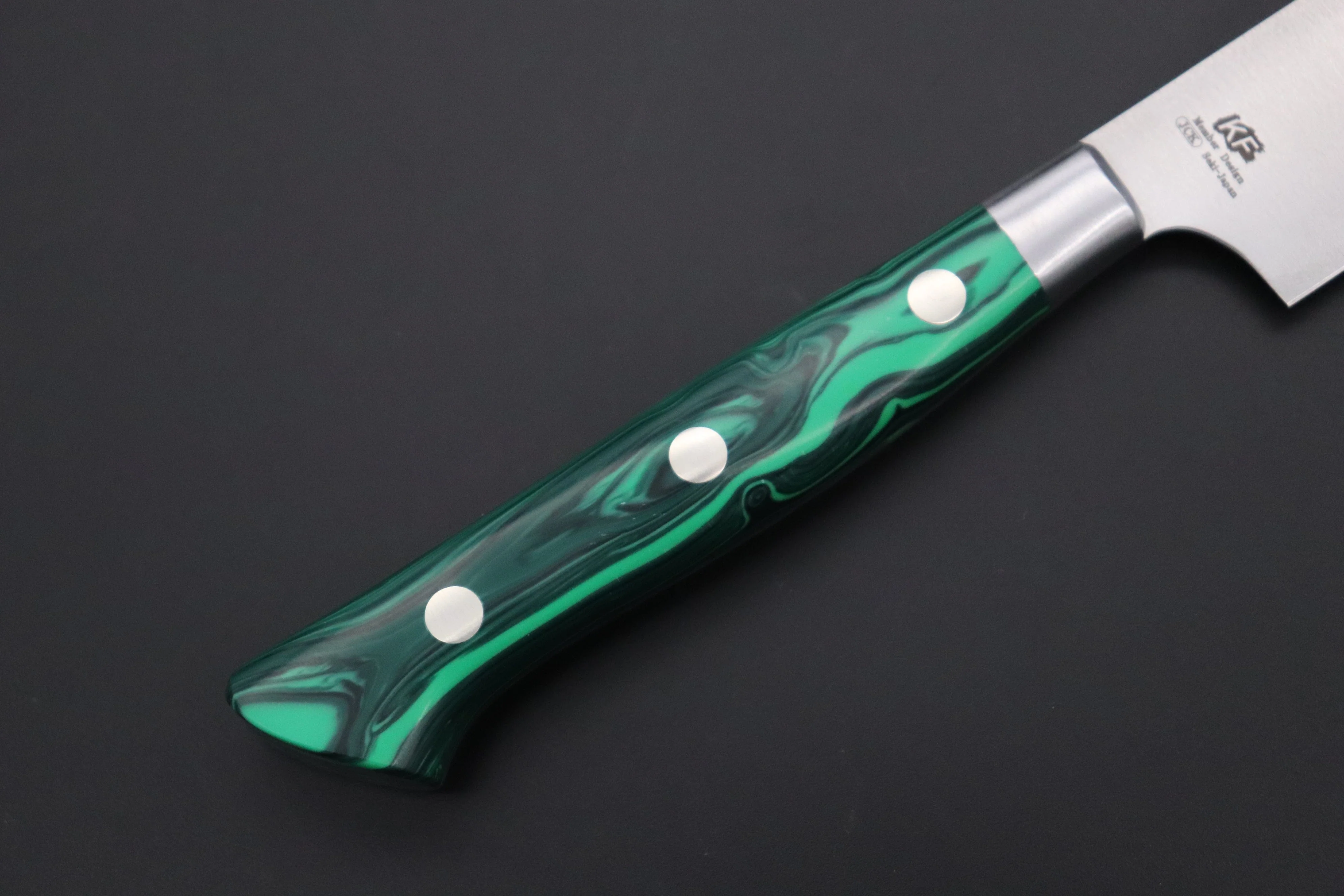 Hattori Forums "NOAH" Series FHN-3SPGM Petty 150mm (5.9 Inch, Green Malachite Gem-Composite-stone Handle) - Image 7
