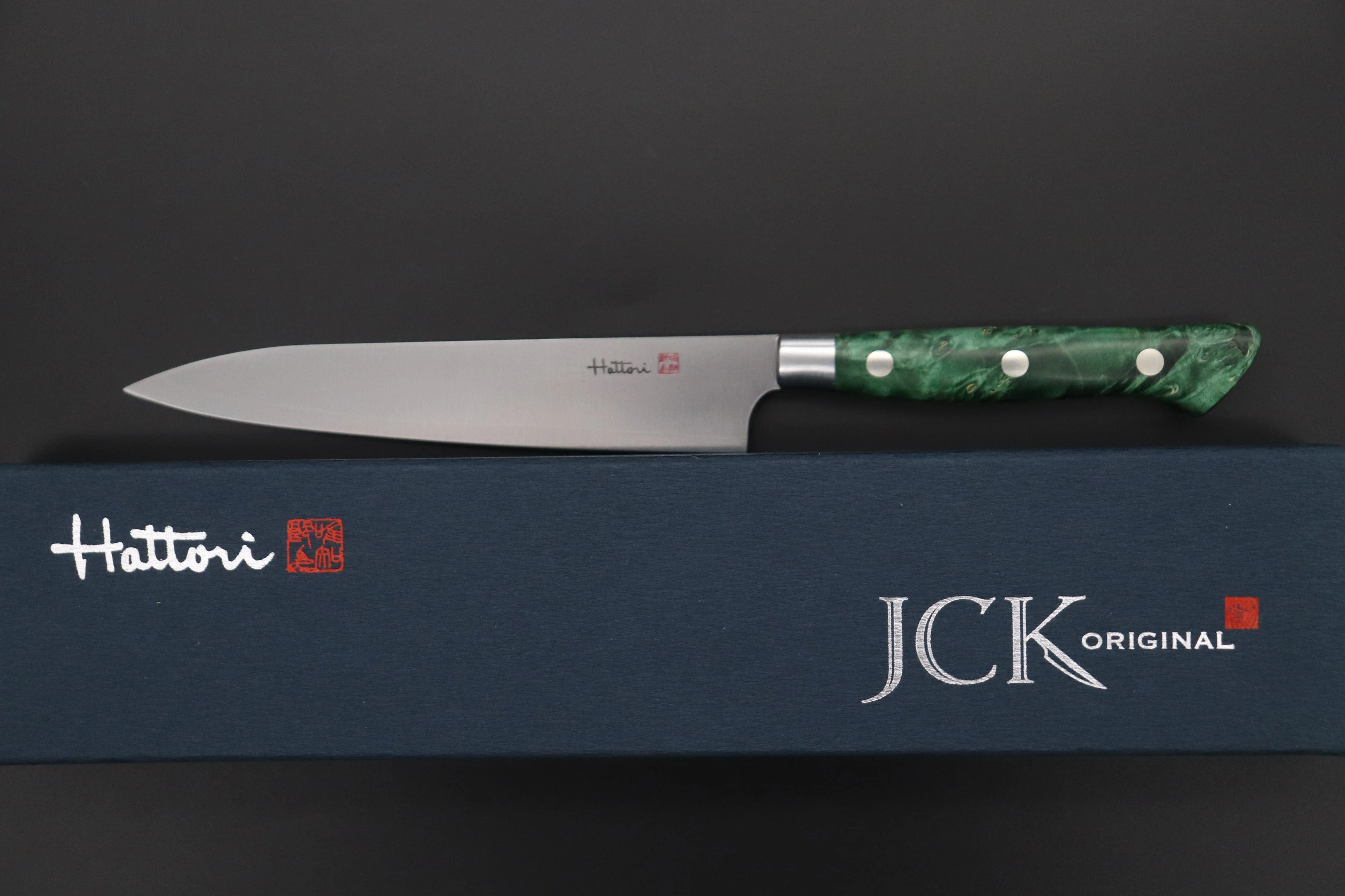 Hattori Forums "NOAH" Series FHN-3SPGREEN Petty 150mm (5.9 Inch, Green Color Stabilized Box Elder Wood Handle) - Image 10