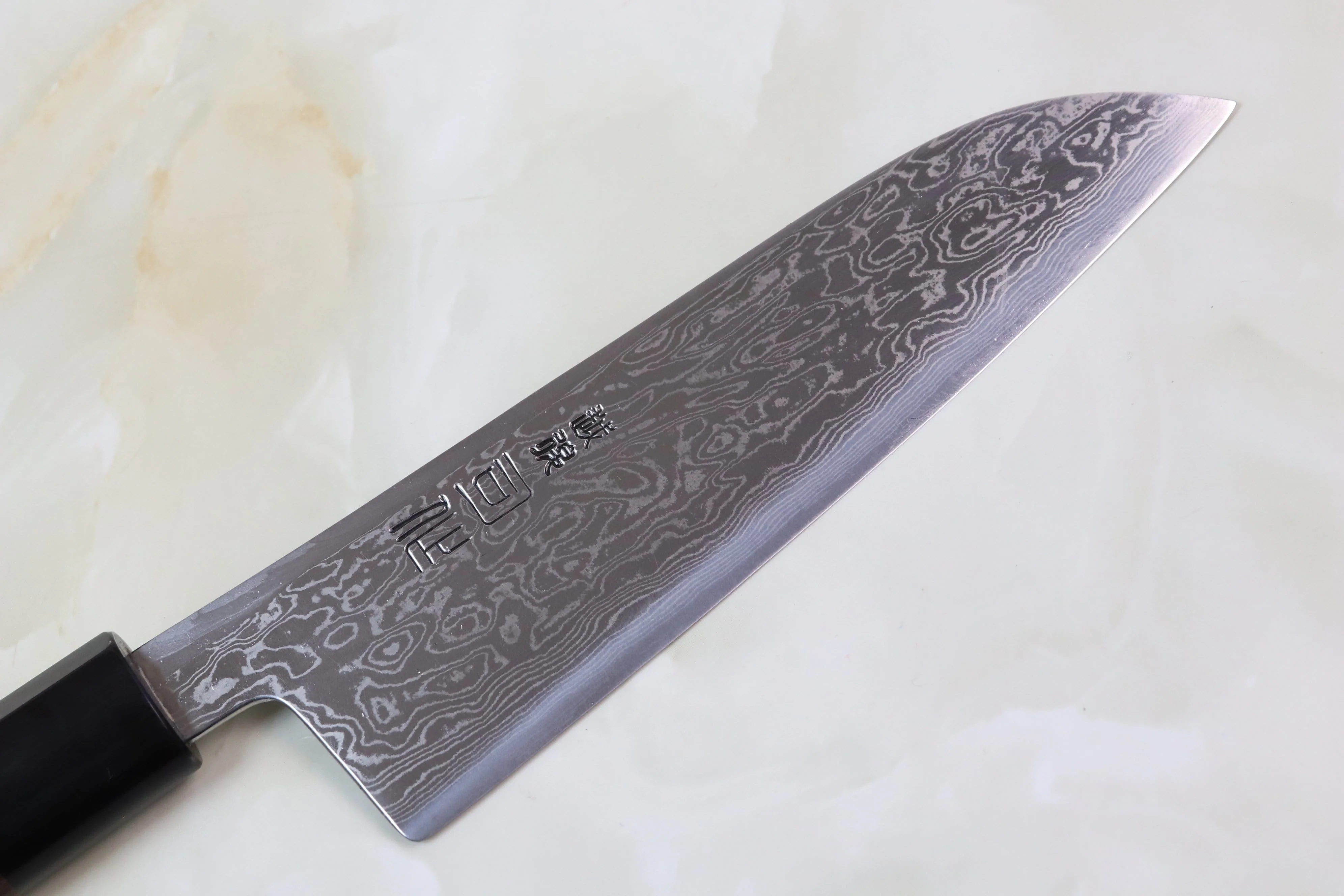 Hinoura Custom Knife ATS-34 Damascus Wa Santoku 170mm (6.6 inch, TH-9) - Image 2