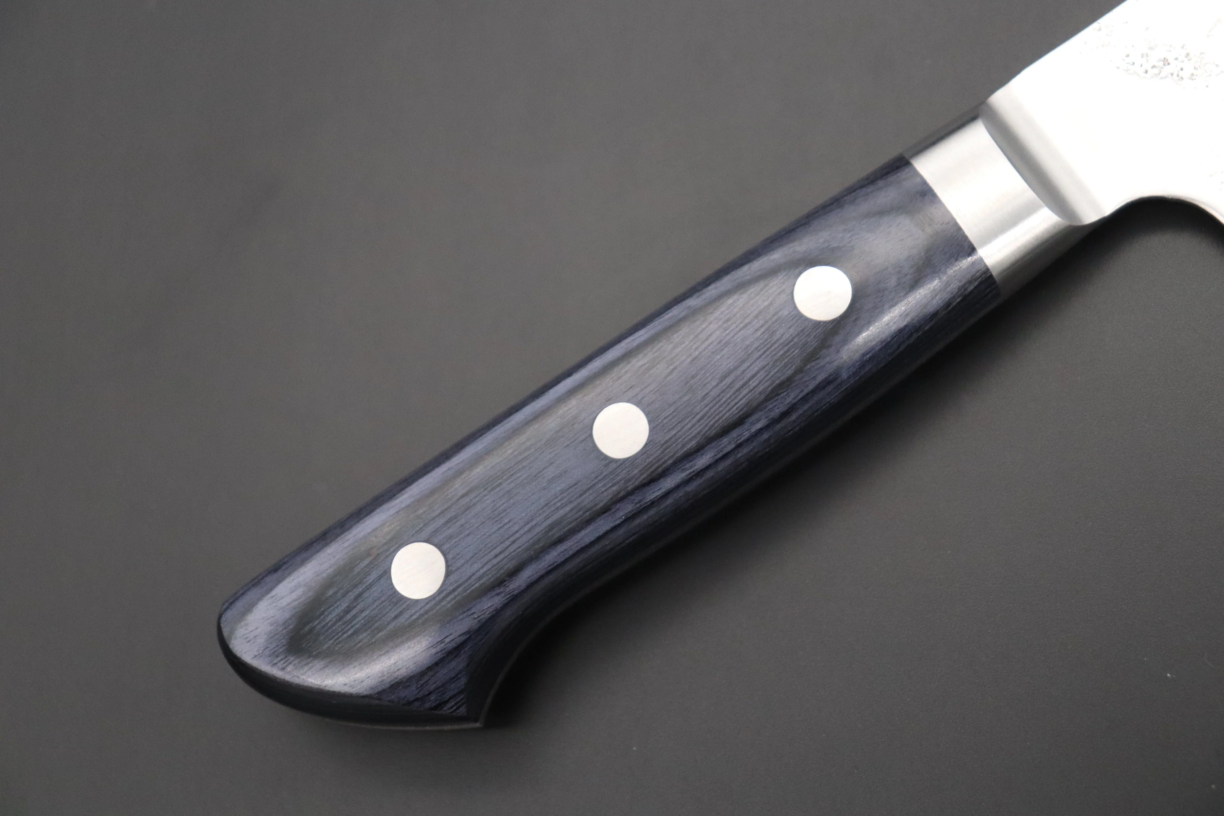JCK Natures 青雲 Blue Clouds Series BCBP-2 Blue Steel No.2 Nashiji Bunka (Kiritsuke) 190mm (7.4 inch, Royal Blue-Purple Pakka Wood Handle) - Image 3