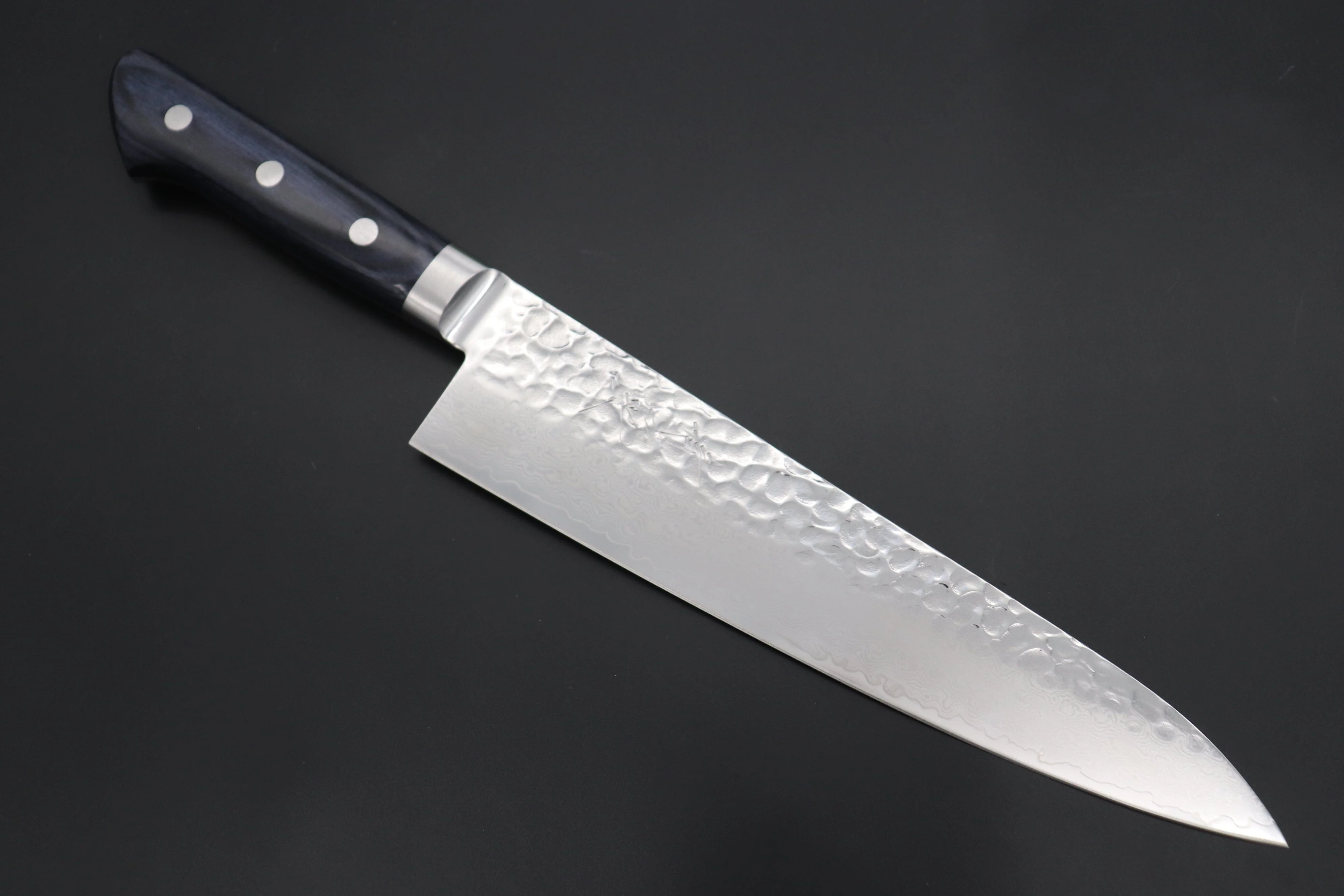 JCK Natures Blue Clouds Series BCDP-3 VG-10 Tsuchime Damascus Gyuto 210mm (8.2 inch, Royal Blue-Purple Pakka Wood Handle)
