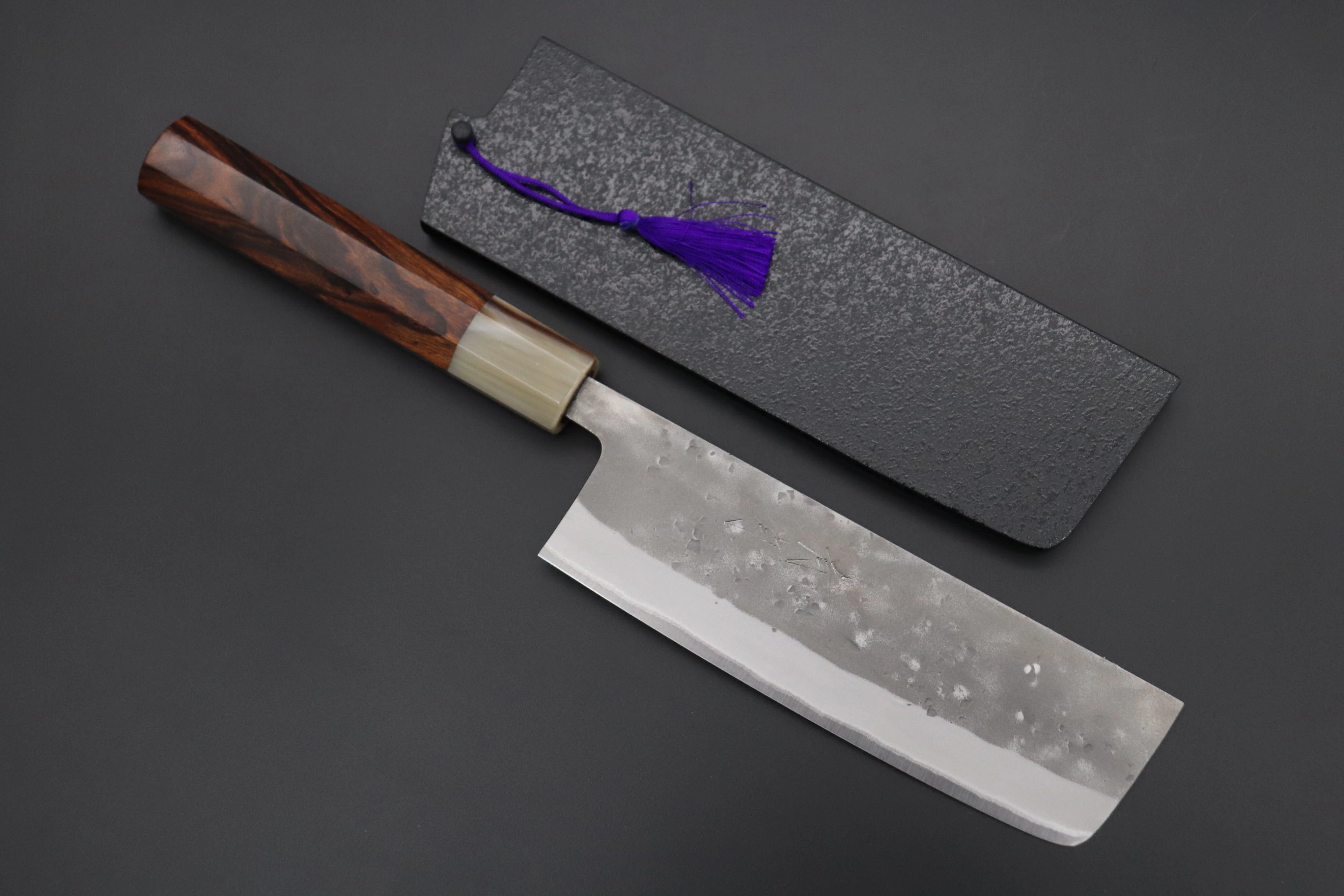 JCK Natures "Super Blue Moon Series" BMS-4 Nakiri 165mm (6.4 inch, Octagonal Desert Ironwood Handle)