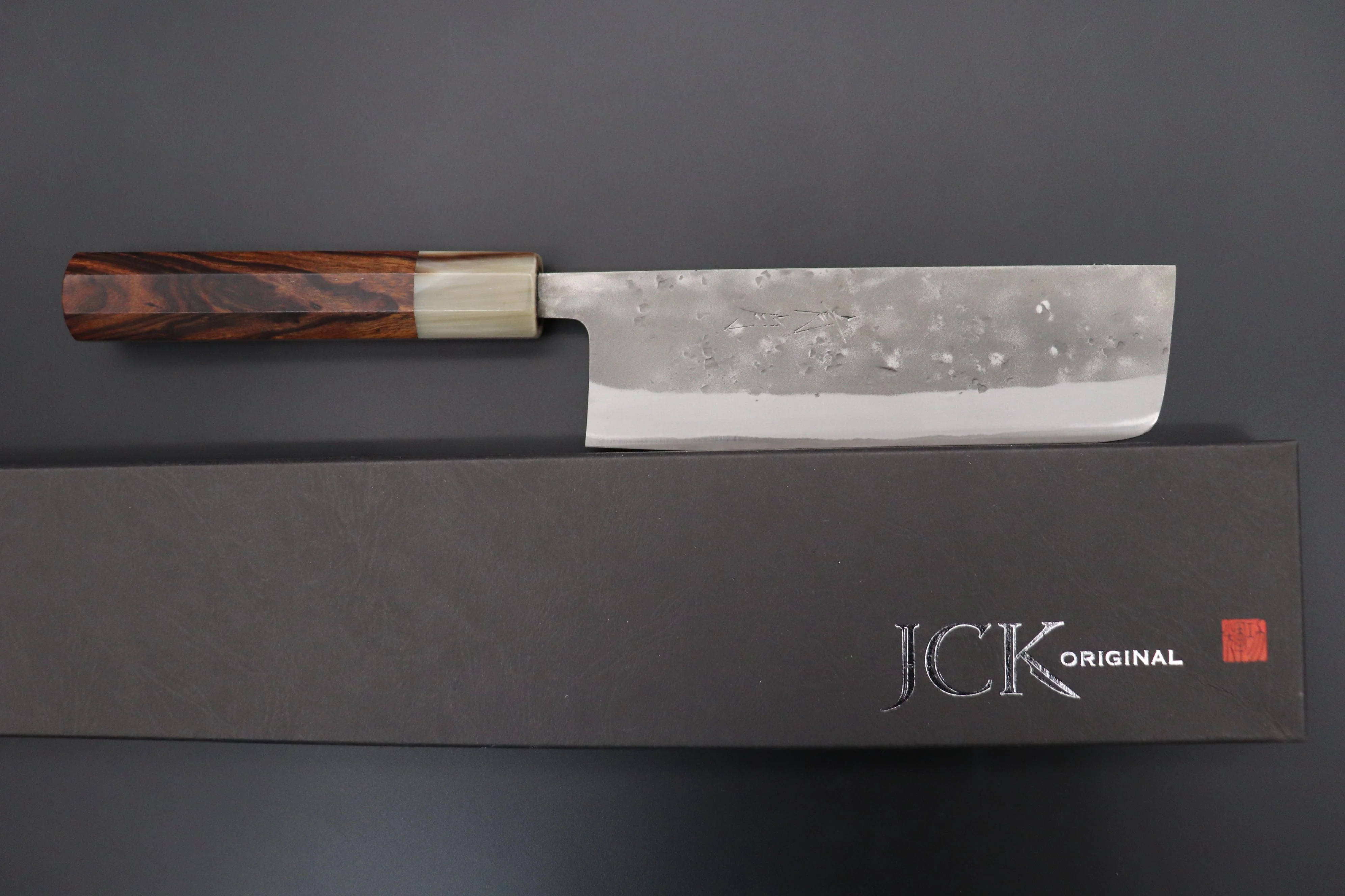 JCK Natures "Super Blue Moon Series" BMS-4 Nakiri 165mm (6.4 inch, Octagonal Desert Ironwood Handle) - Image 8
