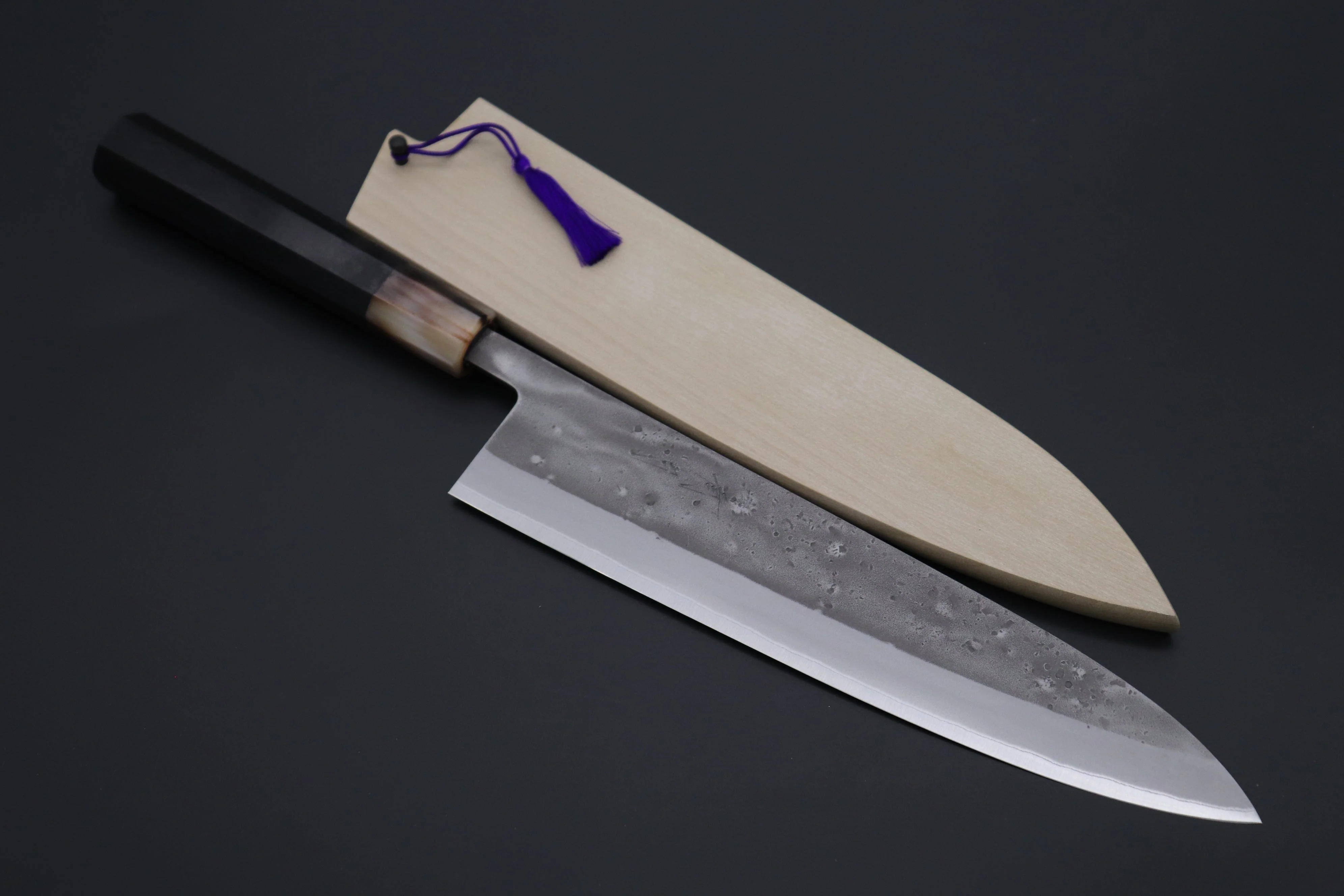 JCK Natures "Super Blue Moon Series" BMS-5LE Wa Gyuto 240mm (9.4 inch, Octagonal Ebonywood Handle)