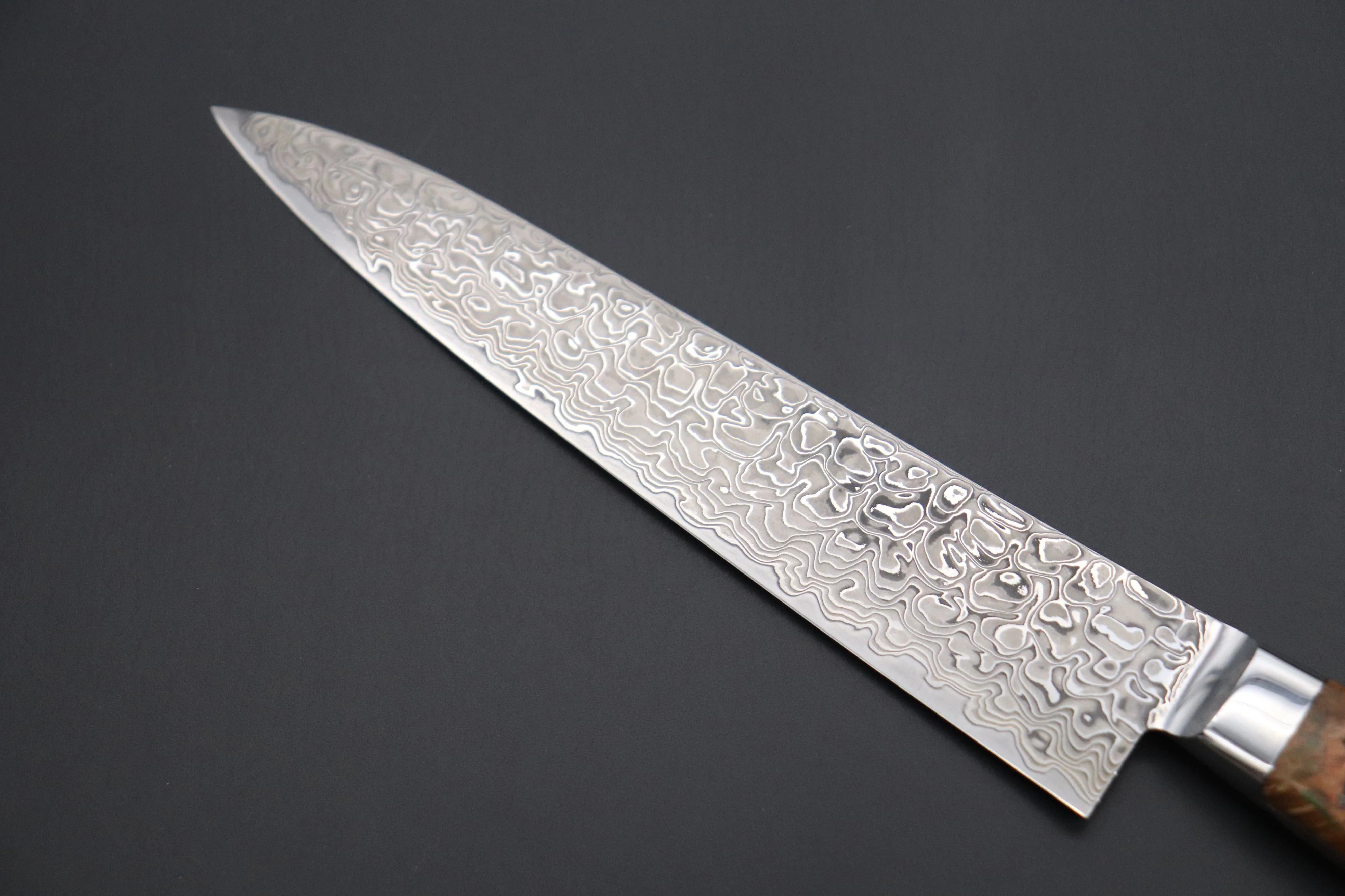 JCK Original Kagayaki NOVEL- Limited Edition Custom R-2 Damascus Series KNLTD-72 Petty 150mm (5.9 inch, Hammer Forged Blade) - Image 6