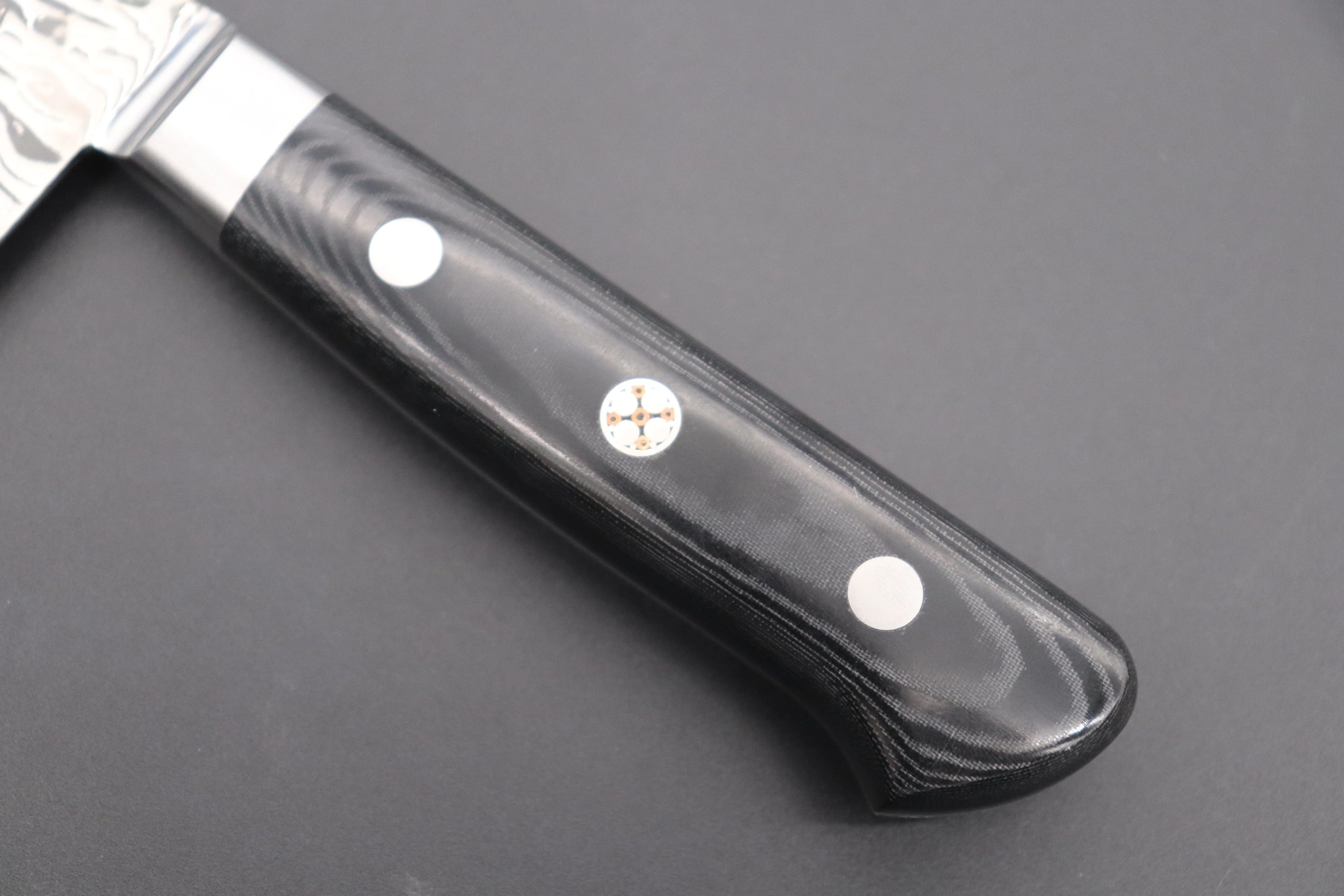 JCK Original Kagayaki R-2 Black Custom Damascus KGRB-2 Santoku 175mm (6.8 inch, Hammer Forged Blade) - Image 8
