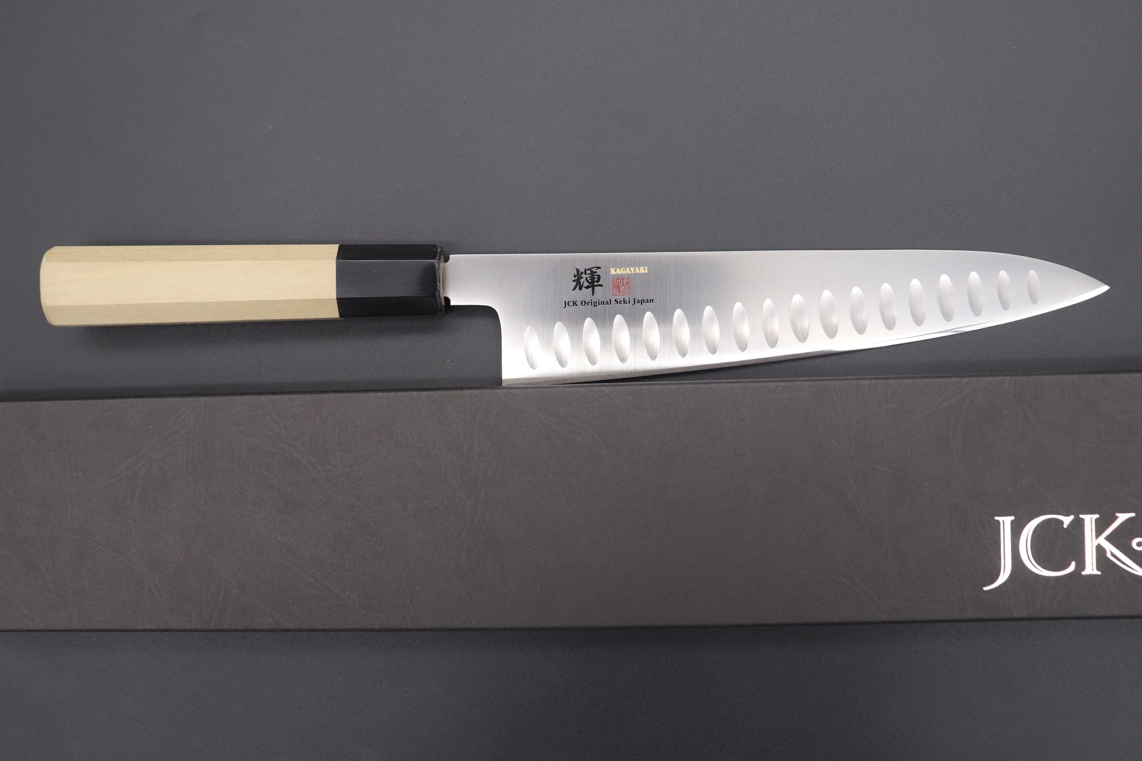 JCK Original Kagayaki Basic WA Series VG-10 Wa Gyuto with Dimples (210mm and 270mm, 3 Sizes) - Image 8