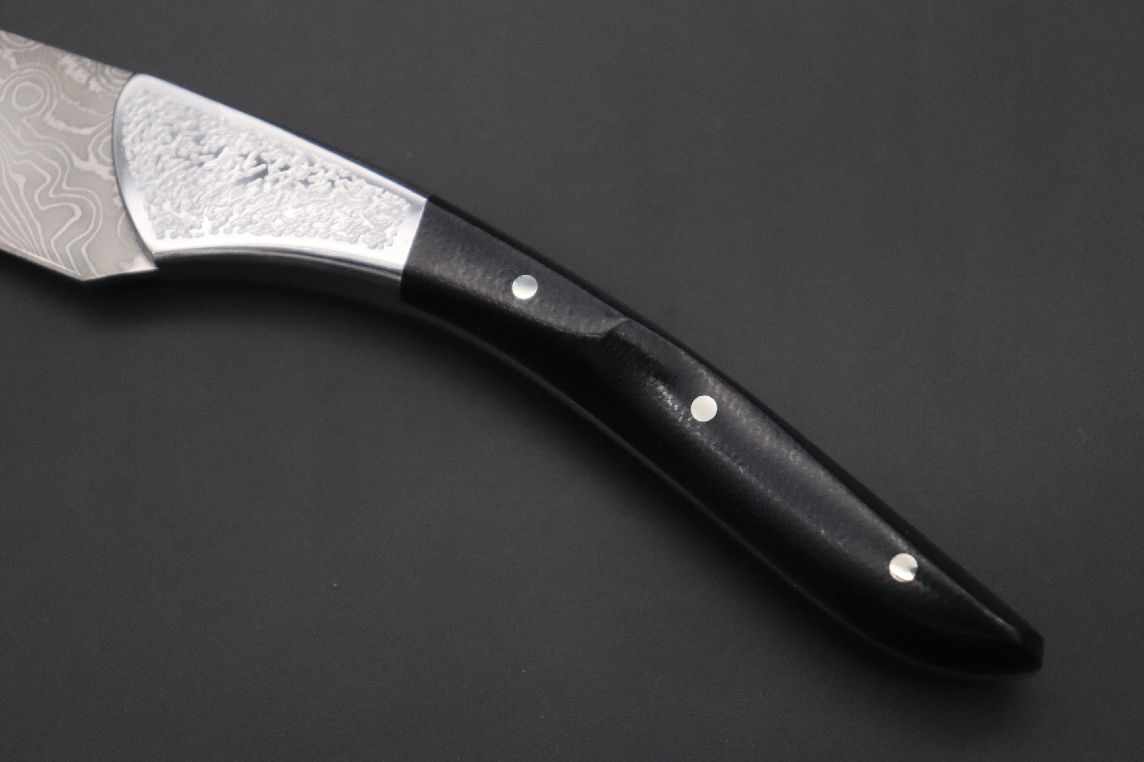 Koji Hara KH-530 Koji's Hammer Forged Damascus Custom Utility Steak Knife "Elegant Stubby" - Image 3