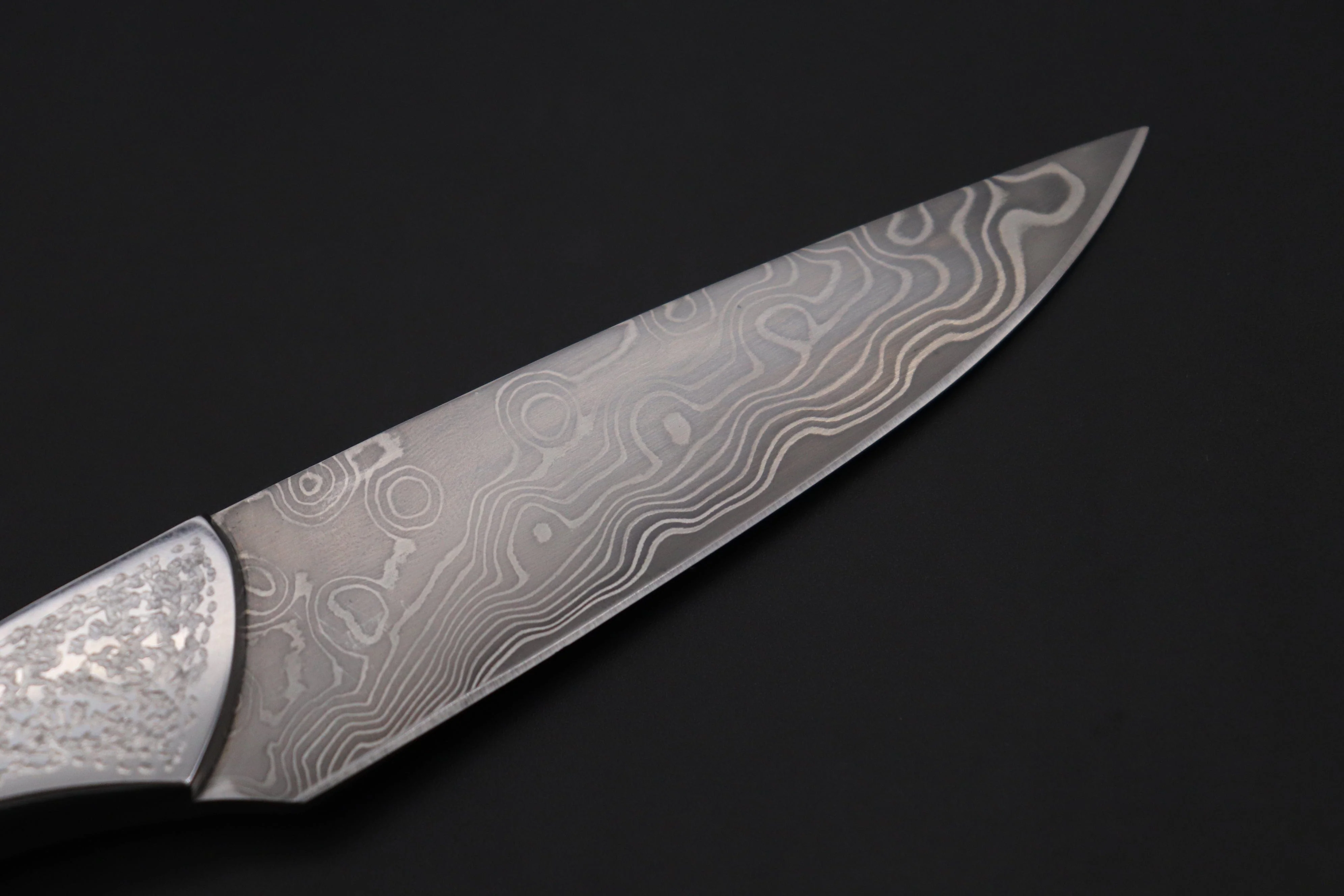 Koji Hara KH-530 Koji's Hammer Forged Damascus Custom Utility Steak Knife "Elegant Stubby" - Image 5