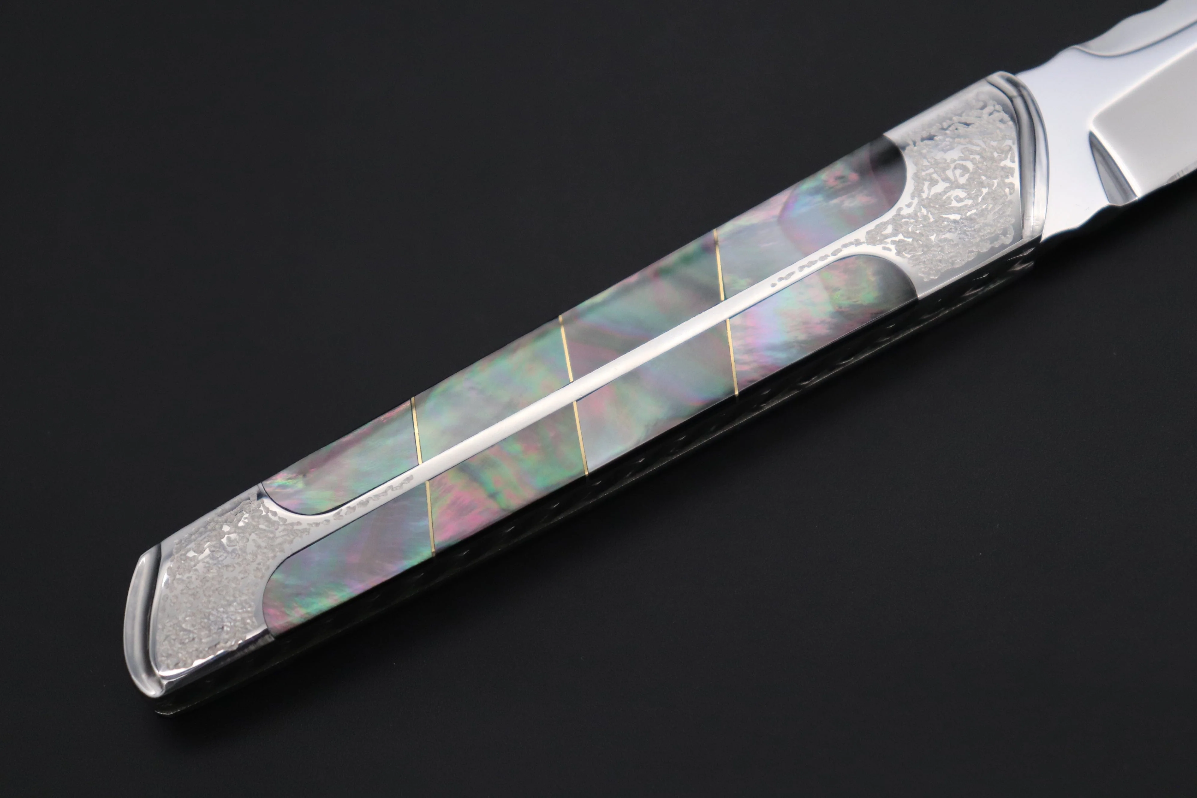 Koji Hara KH-550 M-390 Perfect Mirror Polish, Custom Utility Steak Knife "Silver Tanto" - Image 8