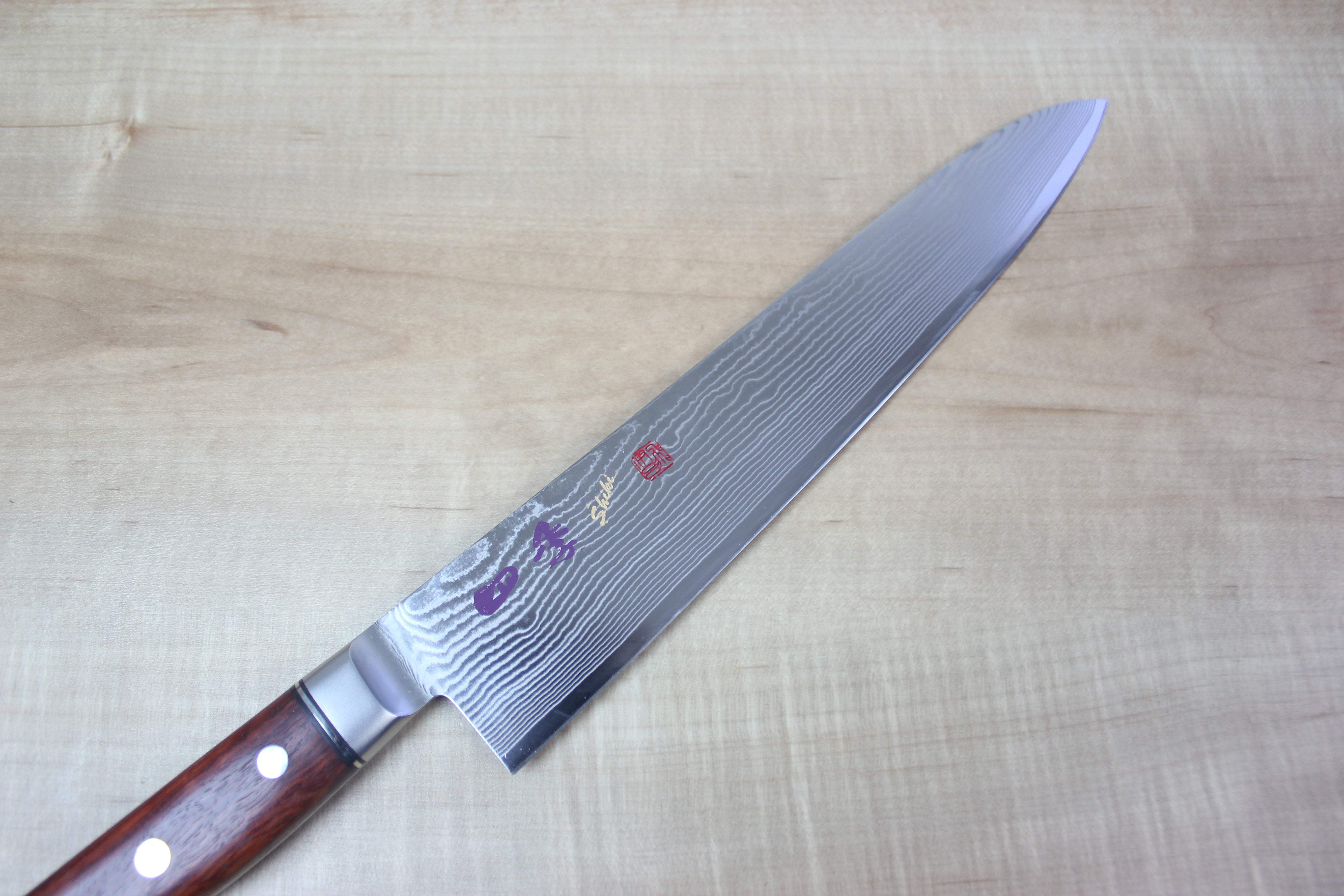 Limited Edition,  SHIKI 守護神 Guardian Series "Calm Wave Damascus Version" SKQWI-6L Gyuto 240mm (9.4 inch, Quince Wood Handle) - Image 2