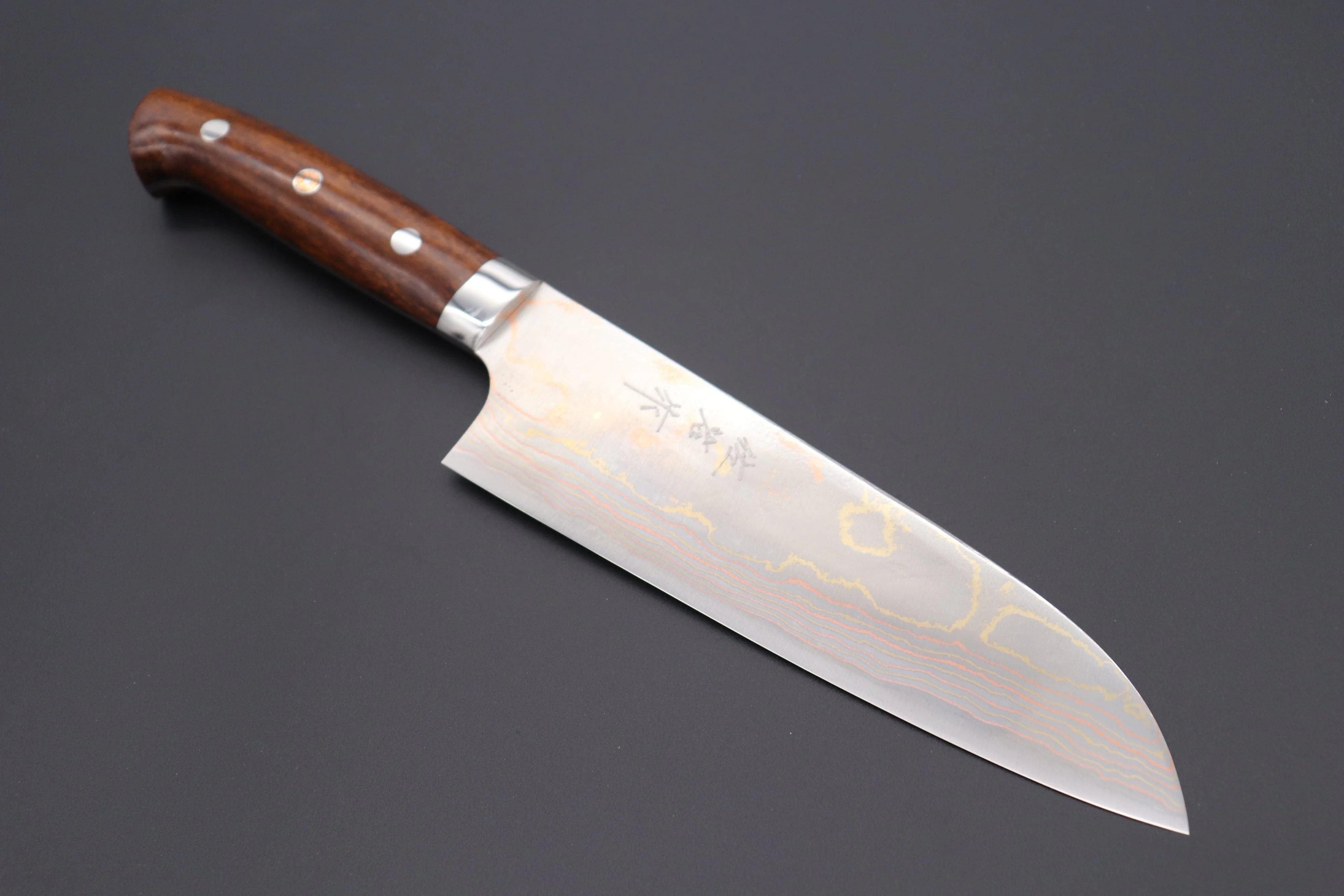 Master Saji Rainbow Damascus Series Santoku 180mm (7 inch, Ironwood Handle)