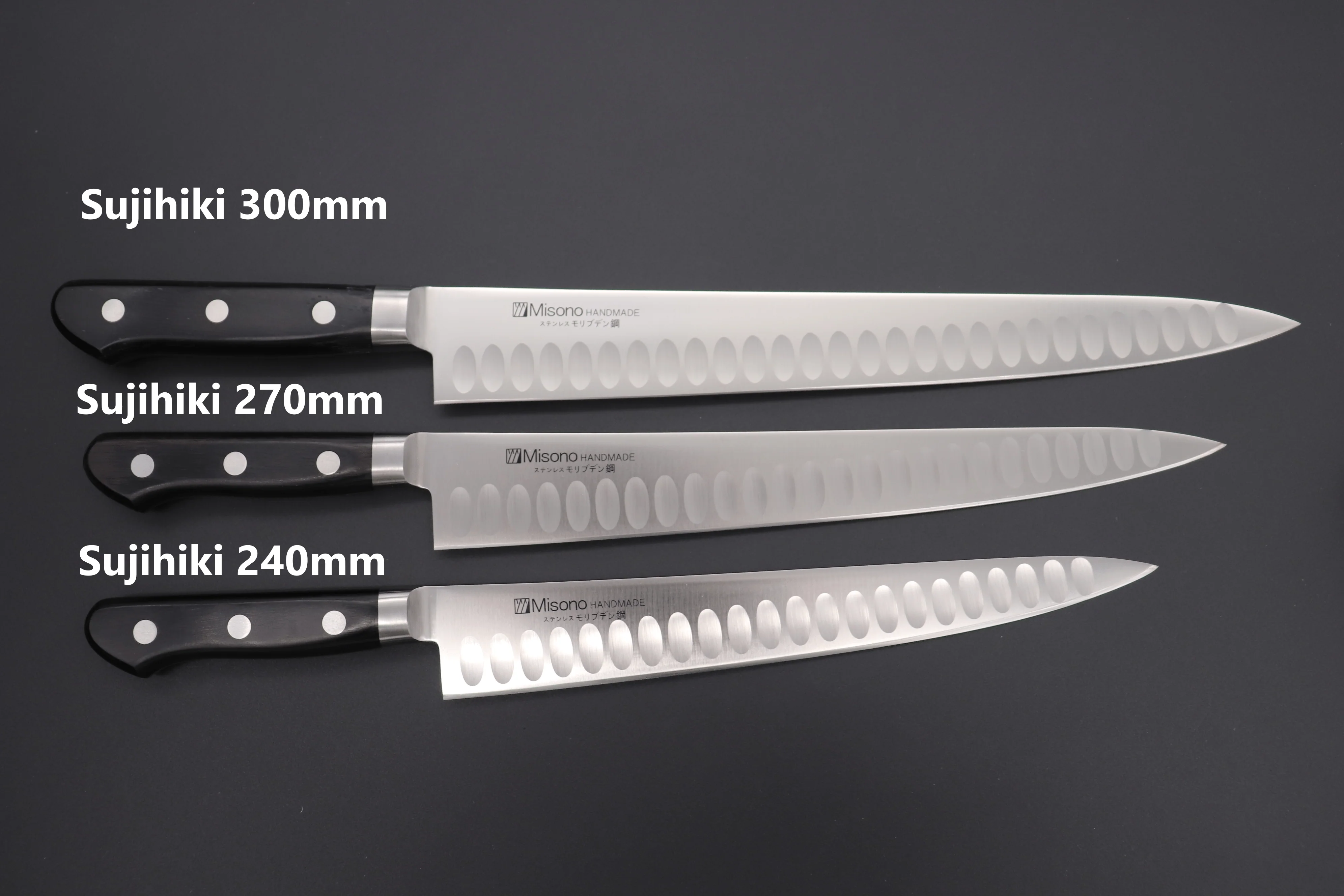Misono Molybdenum Steel with Dimples Series Sujihiki (240mm to 360mm, 4 sizes) - Image 9