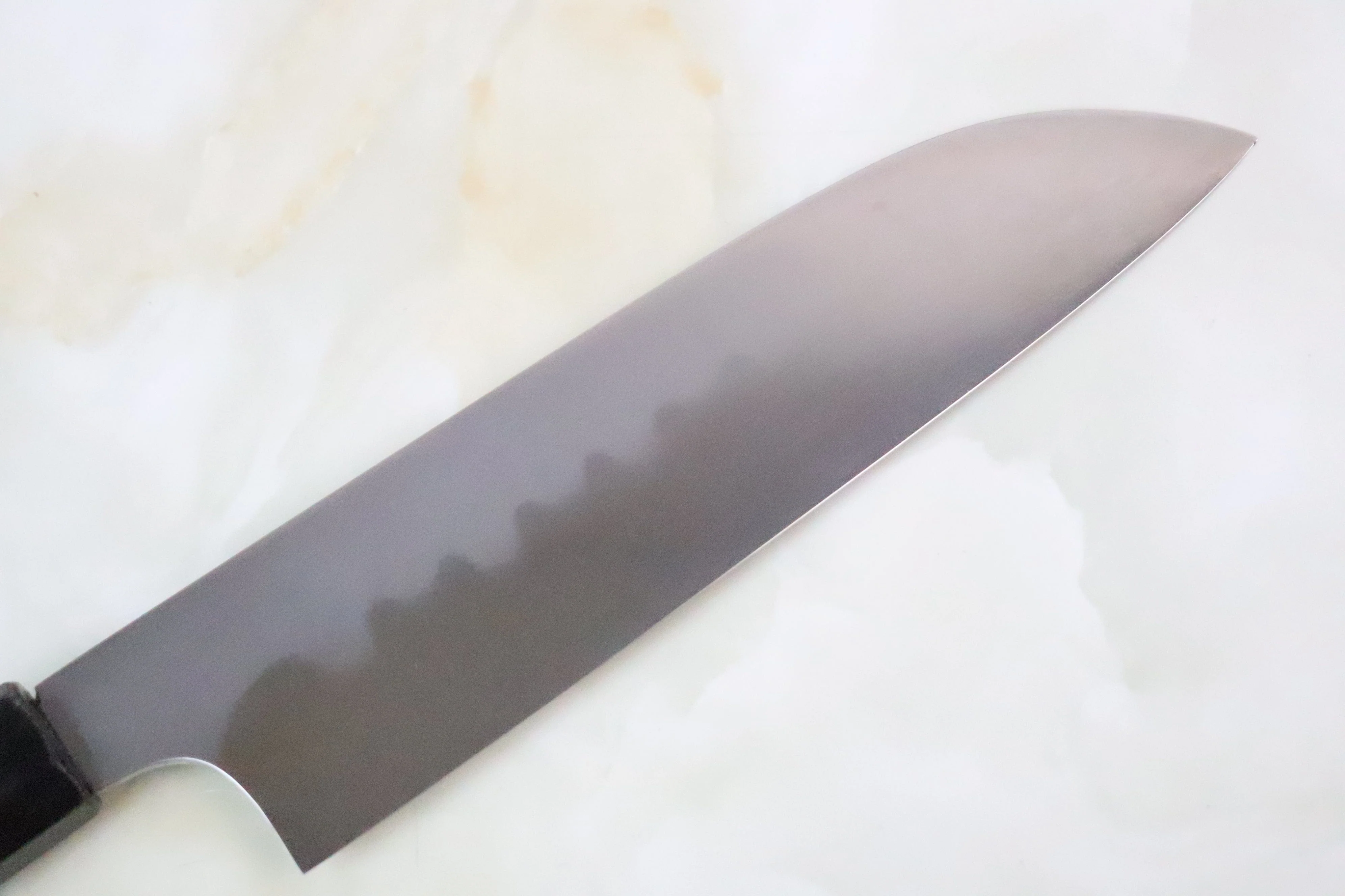 Mizuno Tanrenjo Akitada Honyaki DX Series Blue Steel No.2 Wa Santoku (165mm or 180mm, Octagon Shaped Ebonywood Handle) - Image 3