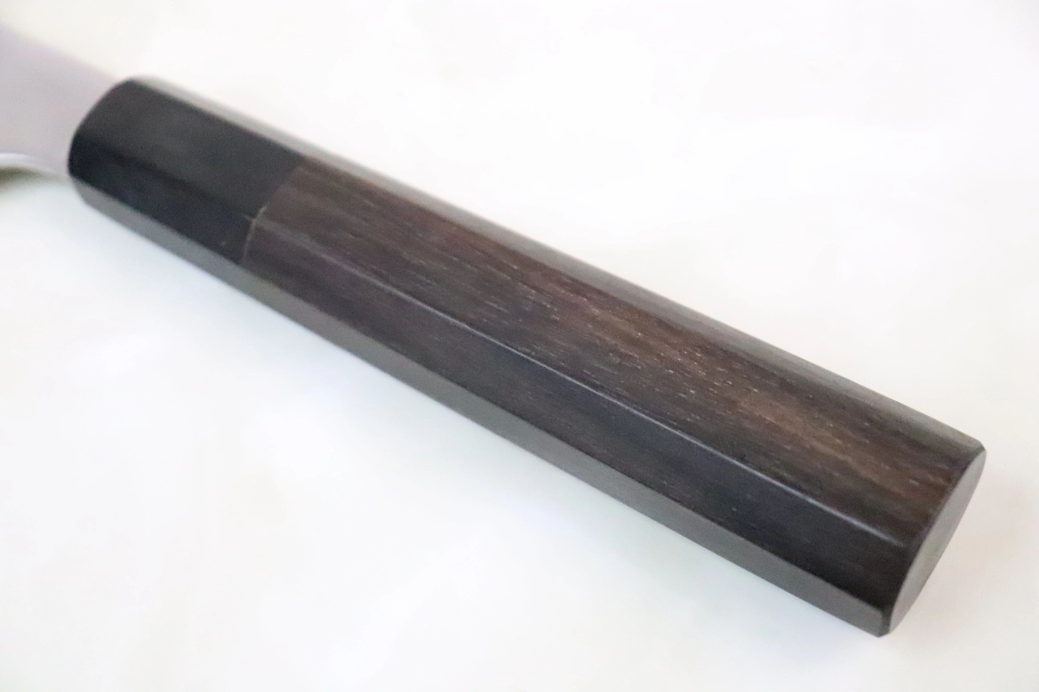 Mizuno Tanrenjo Akitada Honyaki DX Series Blue Steel No.2 Wa Santoku (165mm or 180mm, Octagon Shaped Ebonywood Handle) - Image 5