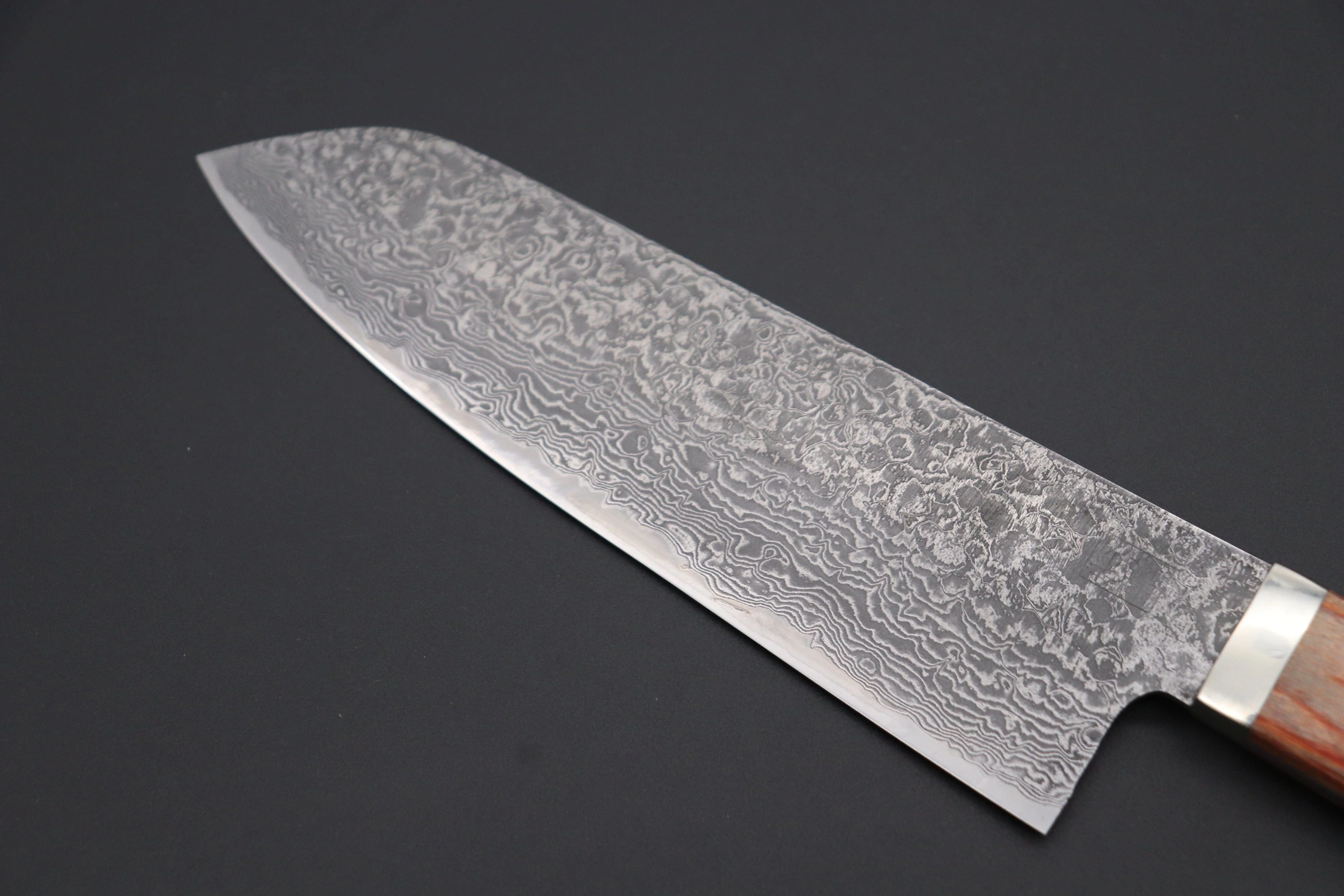 Mr. Itou “Luna Series” R-2 Custom Damascus Santoku 170mm (6.6 inch, Brown Wood-Micarta Handle (IT-188B) - Image 2