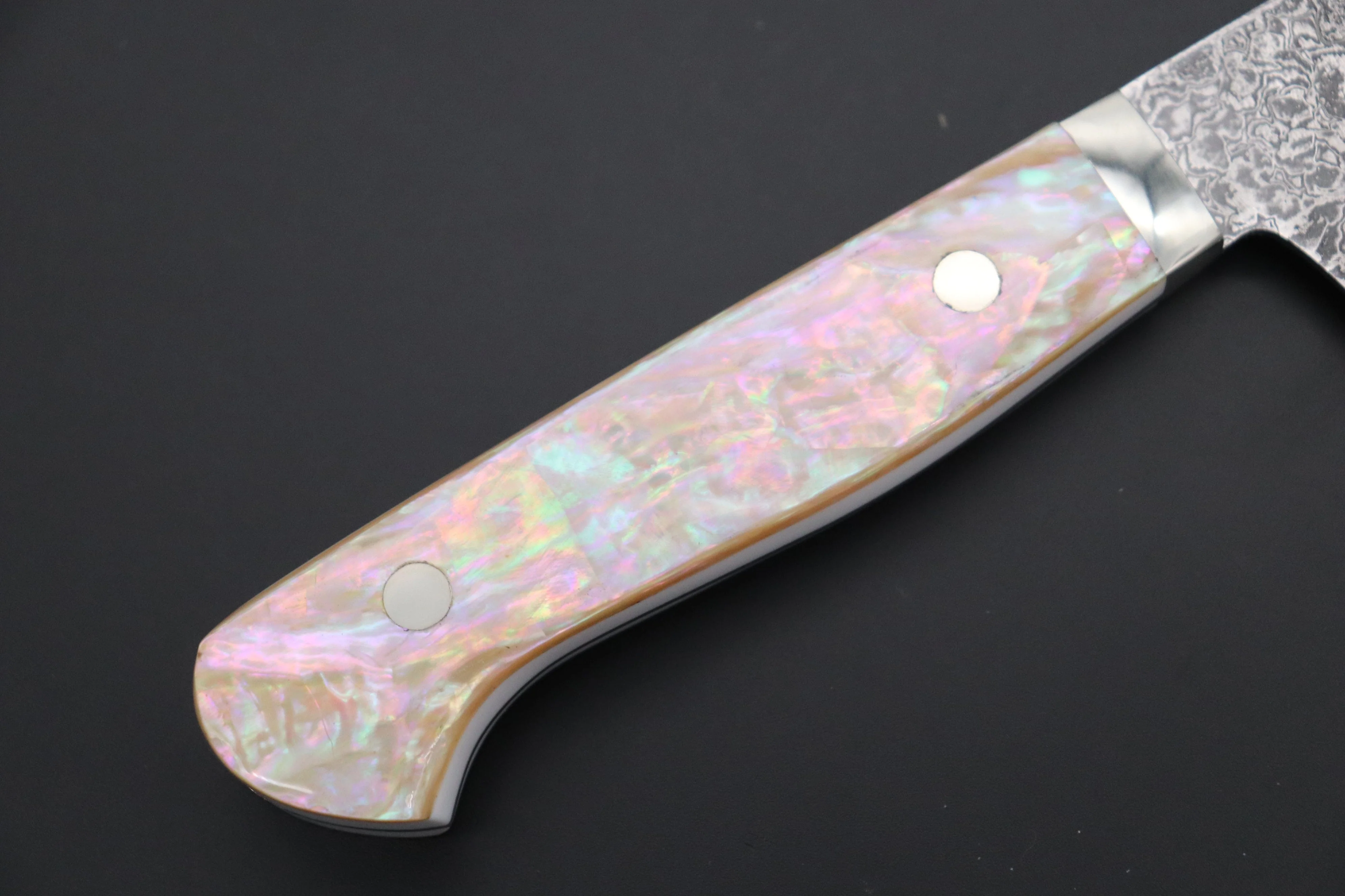 Mr. Itou & Mr. Nagata "Treasure & Pleasure" Limited Edition R-2 Custom Damascus Gyuto 155mm (6.1 inch,  "White Abalone Handle",  IT-11) - Image 7