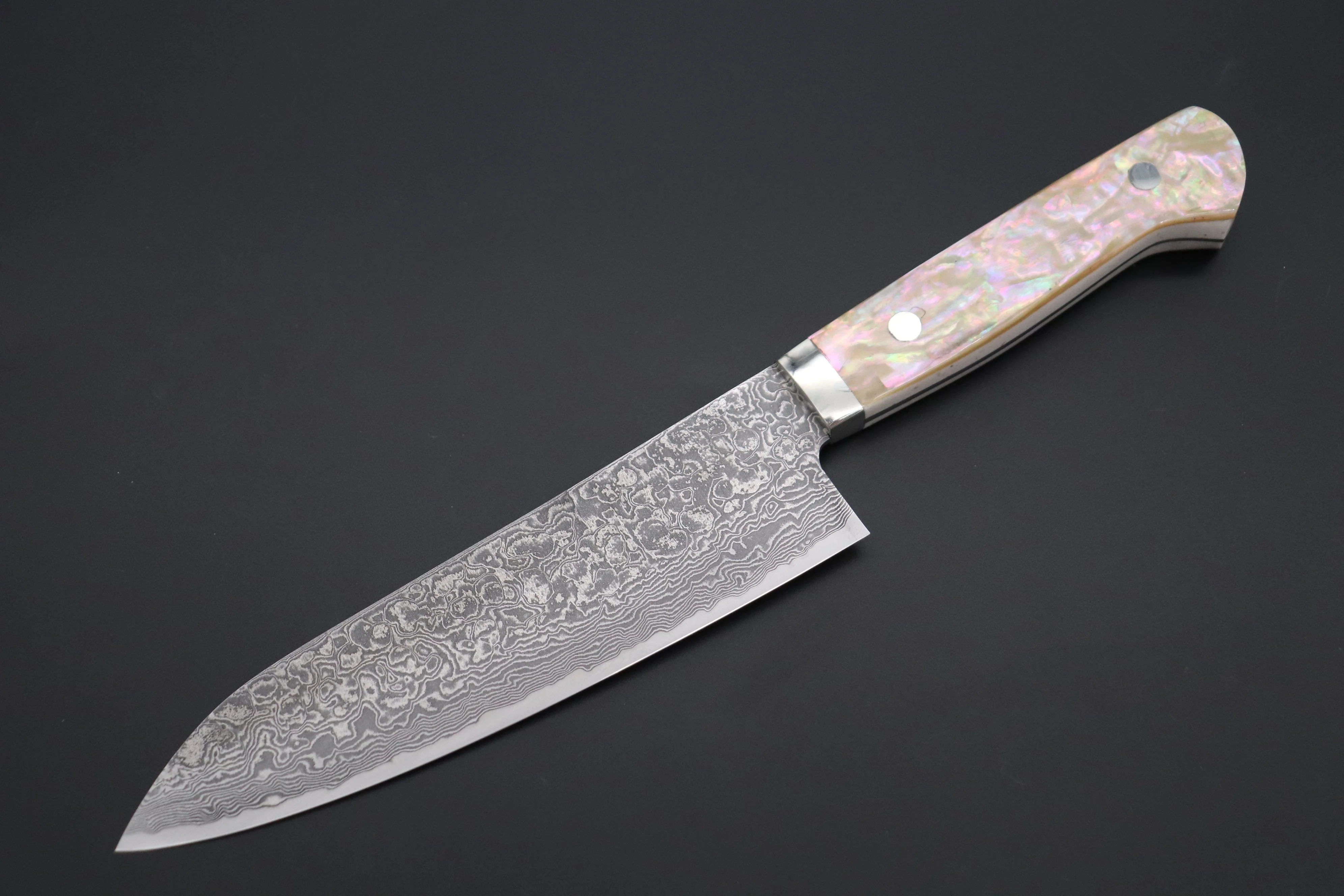 Mr. Itou & Mr. Nagata "Treasure & Pleasure" Limited Edition R-2 Custom Damascus Gyuto 160mm (6.2 inch,  "White Abalone Handle",  IT-12)