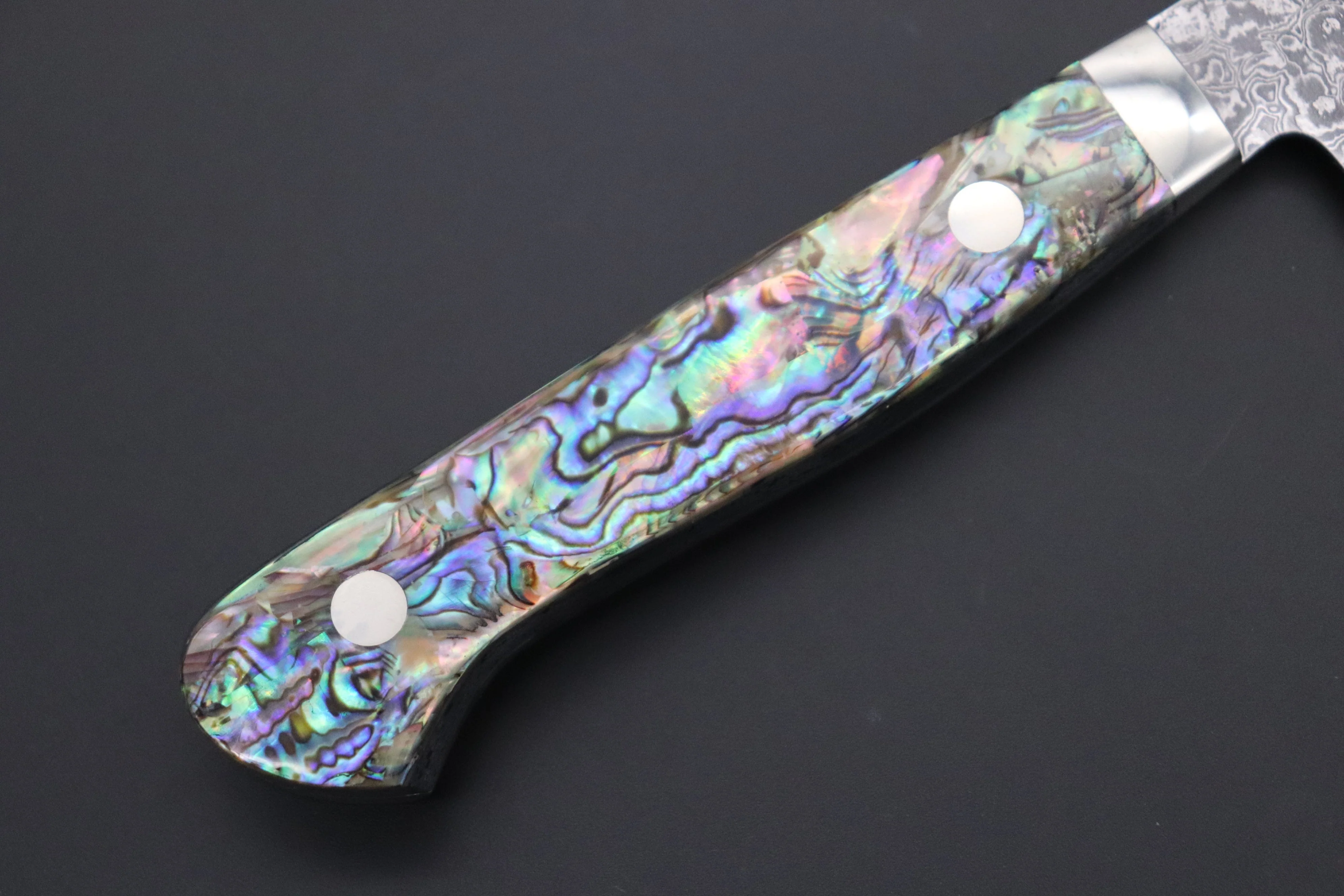 Mr. Itou & Mr. Nagata "Treasure & Pleasure" Limited Edition R-2 Custom Damascus Petty 130mm (5.1 inch,  "Abalone Handle",  IT-2) - Image 7
