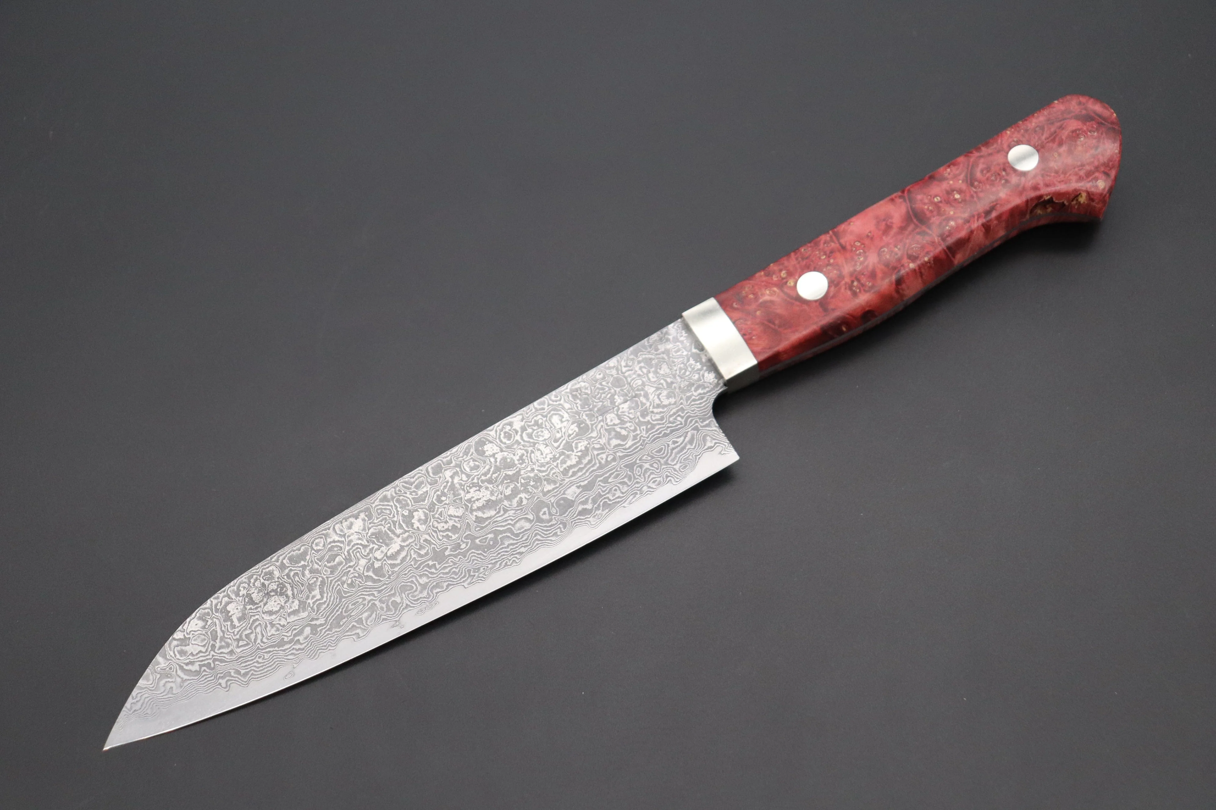 Mr. Itou R-2 Custom Damascus Gyuto 155mm (6.4 inch, Stabilized Red-color Maple Burl Wood Handle, IT-234)