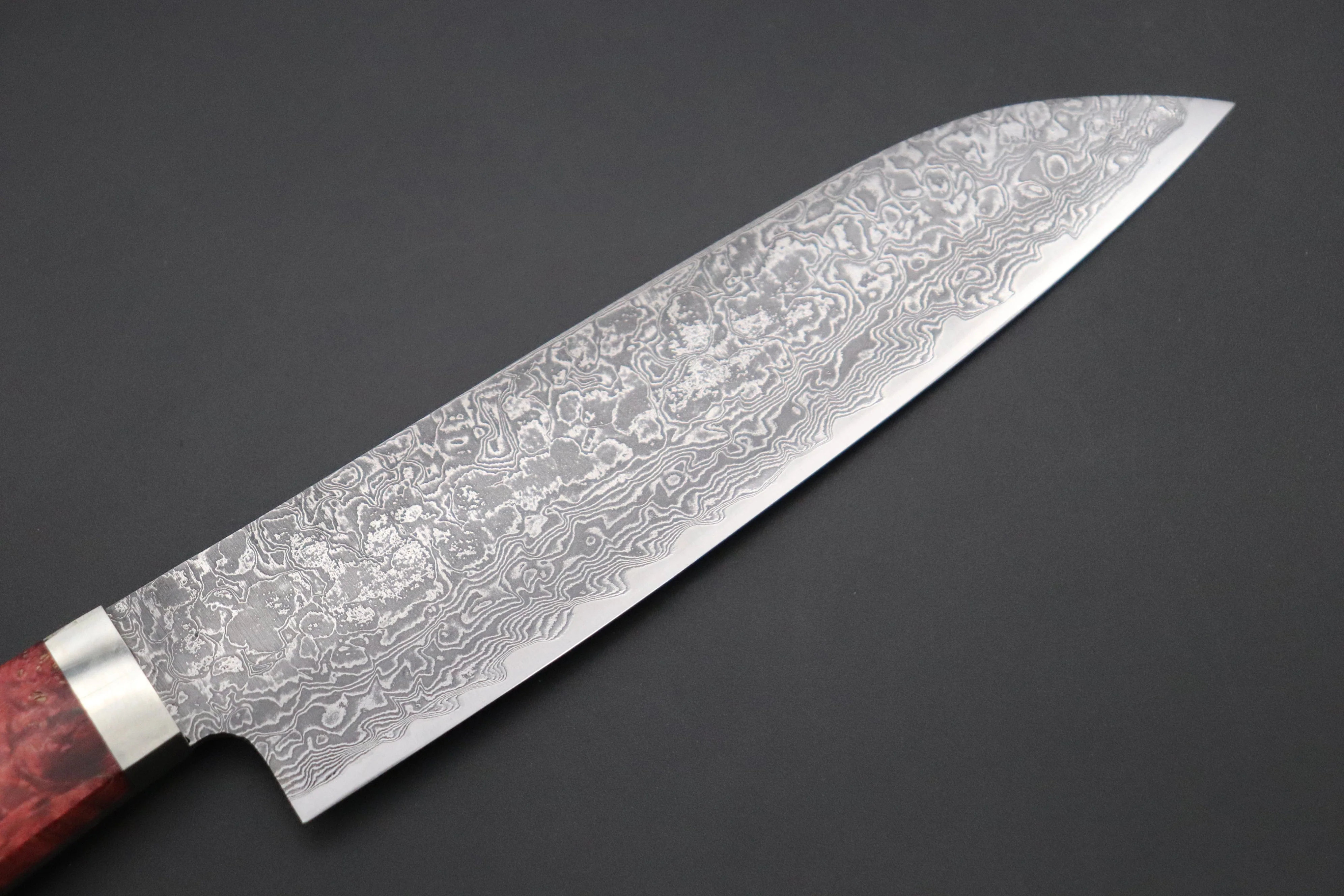 Mr. Itou R-2 Custom Damascus Gyuto 155mm (6.4 inch, Stabilized Red-color Maple Burl Wood Handle, IT-234) - Image 6