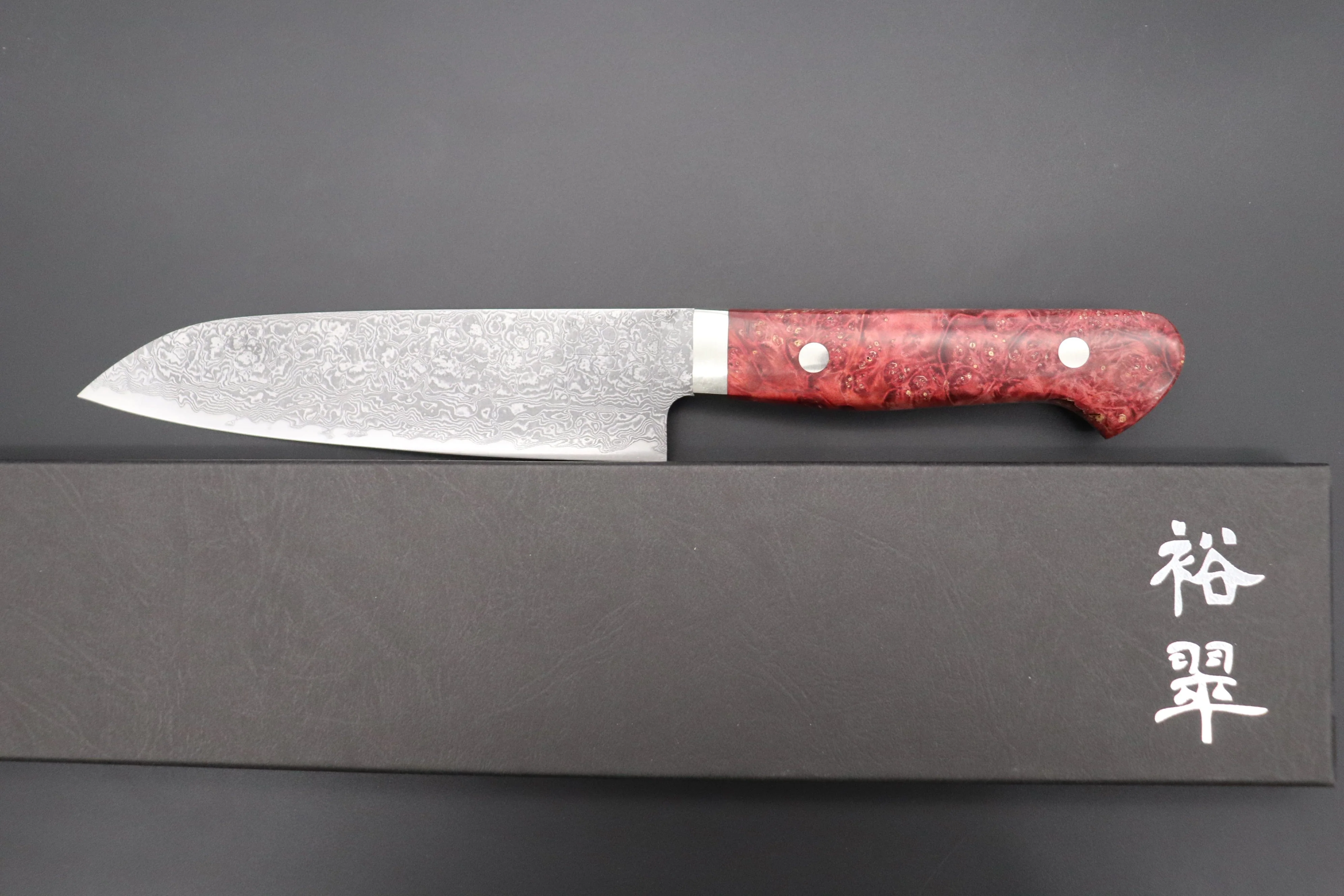 Mr. Itou R-2 Custom Damascus Gyuto 155mm (6.4 inch, Stabilized Red-color Maple Burl Wood Handle, IT-234) - Image 8