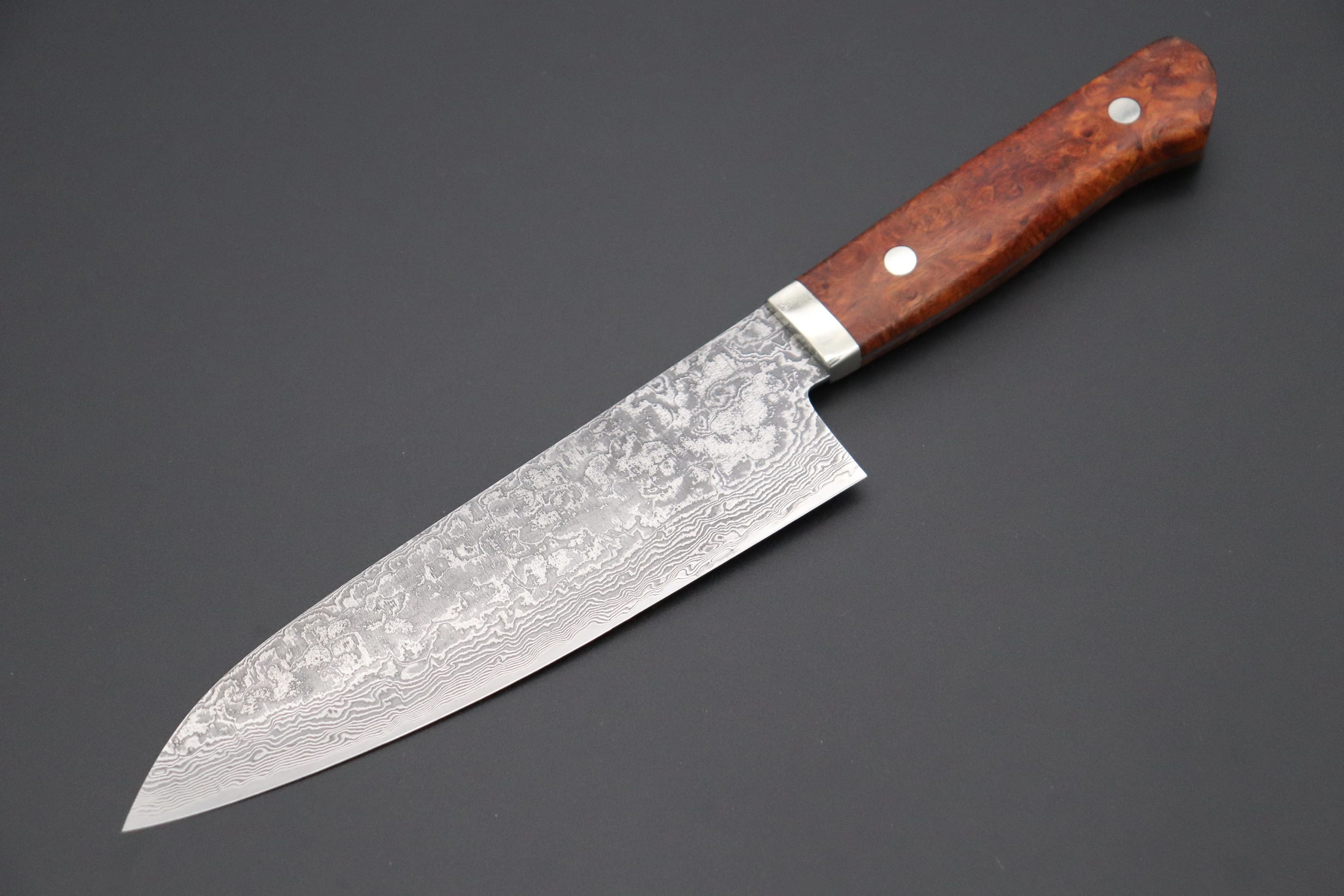 Mr. Itou R-2 Custom Damascus Gyuto 170mm (6.6 inch, Stabilized Quince Burl Wood Handle, IT-141)