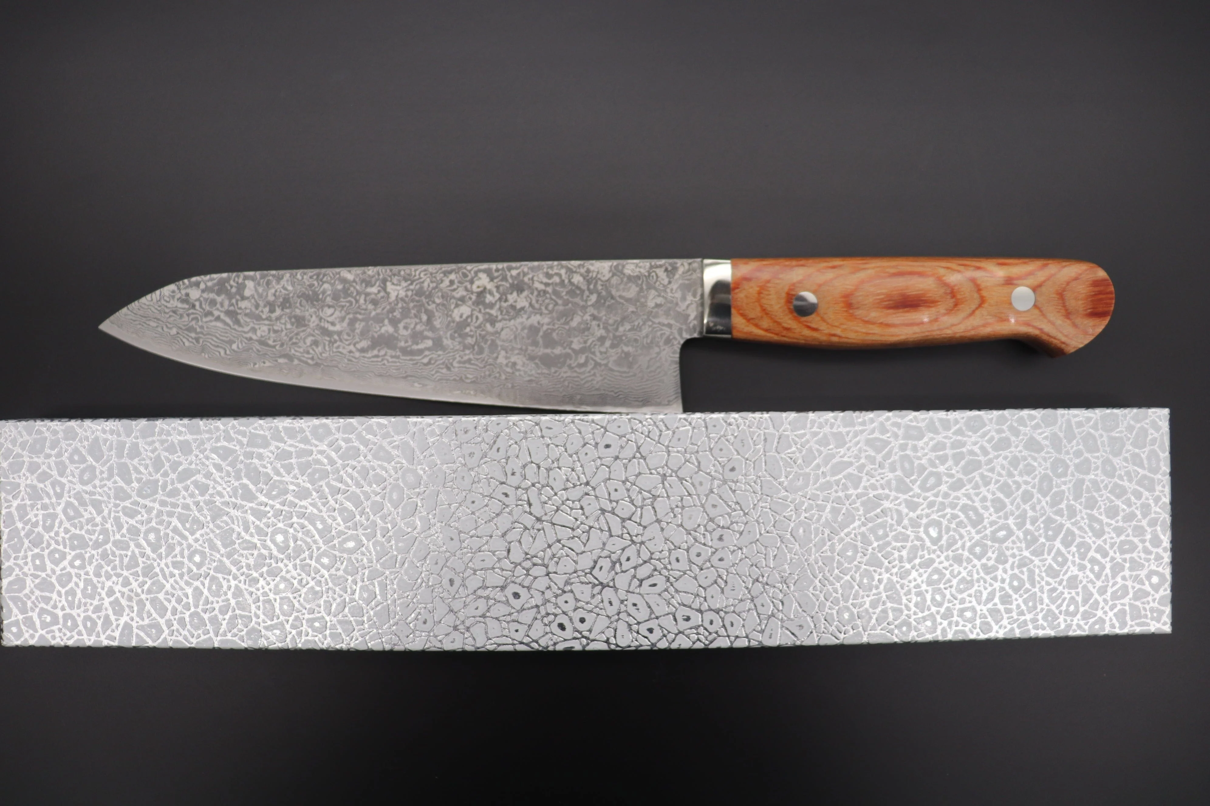 Mr. Itou R-2 Custom Damascus Gyuto 180mm (7 inch) "Brown Pakka Wood Handle" (IT-40) - Image 8