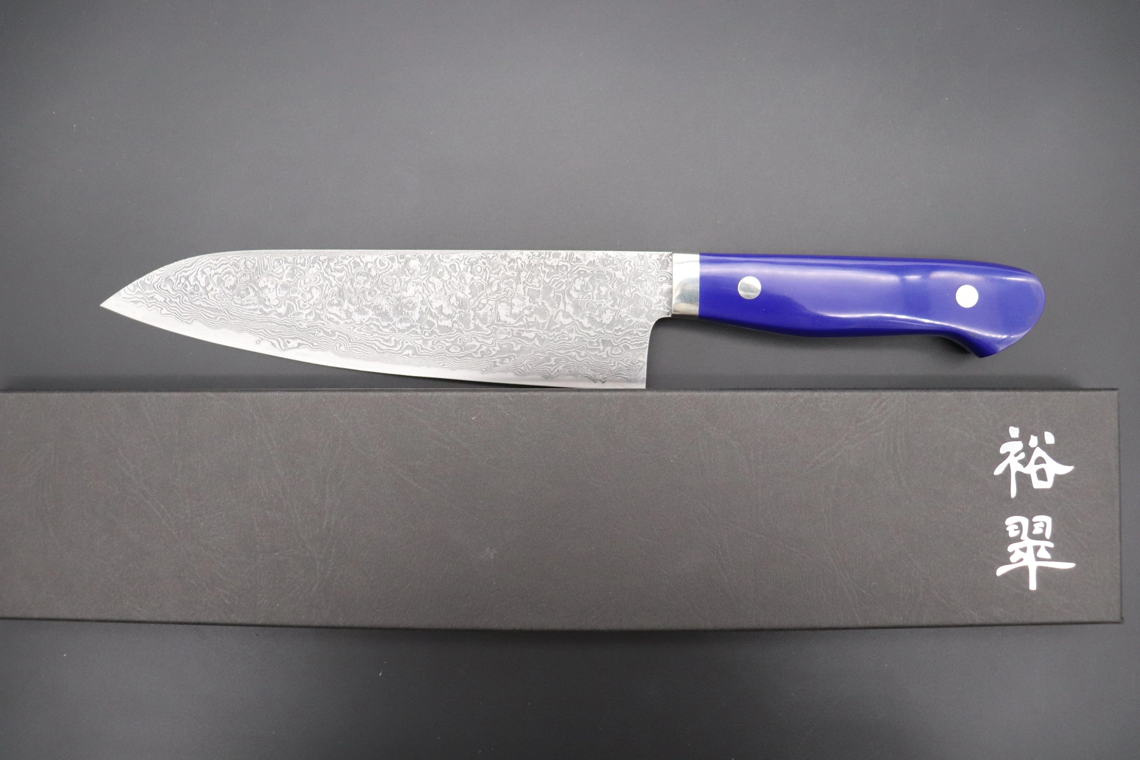 Mr. Itou R-2 Custom Damascus Gyuto 180mm (7 Inch) "Lapis Lazuri Gem-Composite Stone Handle"(IT-240) - Image 8