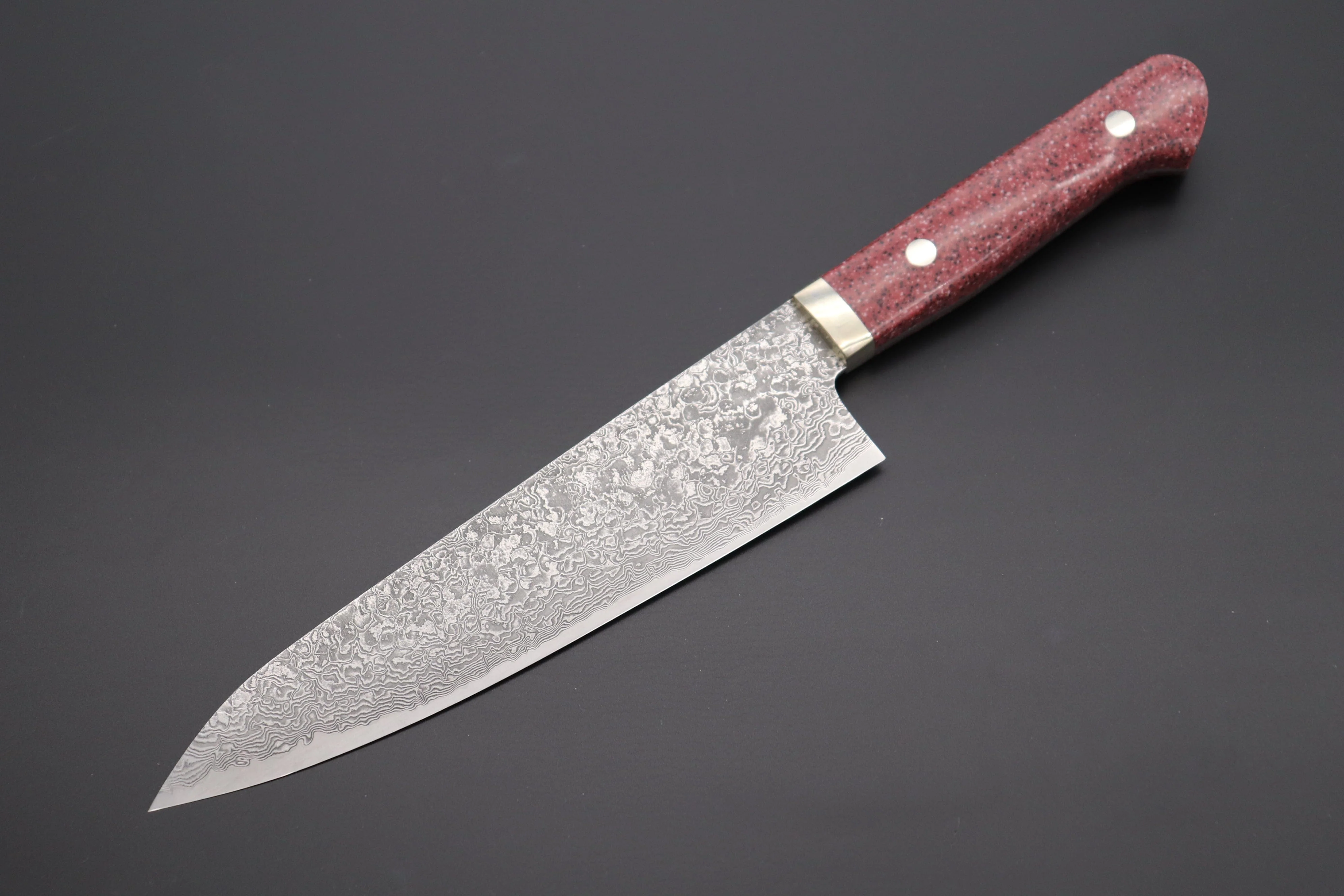 Mr. Itou R-2 Custom Damascus Gyuto 180mm (7 inch) "Red Corian Handle" (IT-238)