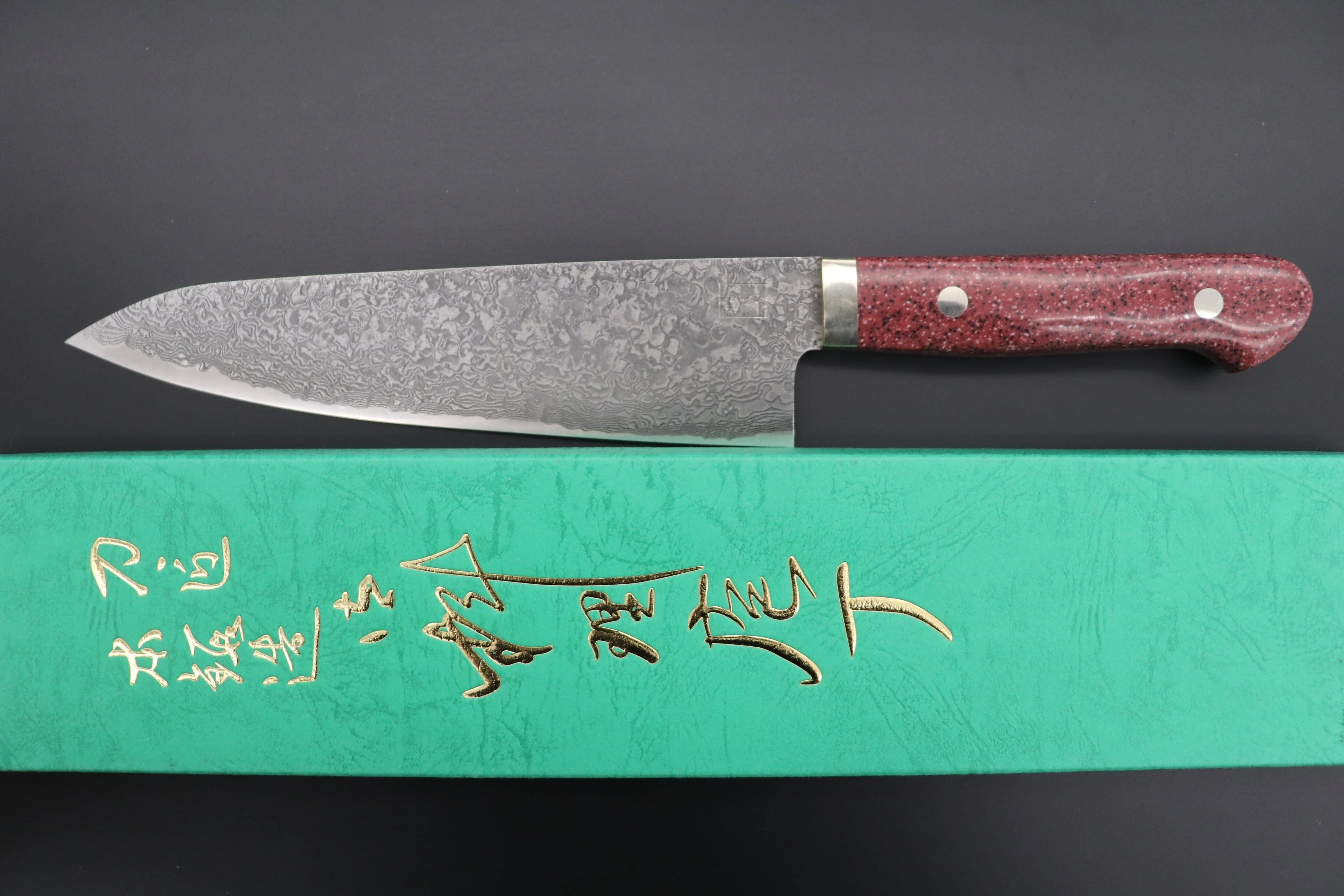 Mr. Itou R-2 Custom Damascus Gyuto 180mm (7 inch) "Red Corian Handle" (IT-238) - Image 8