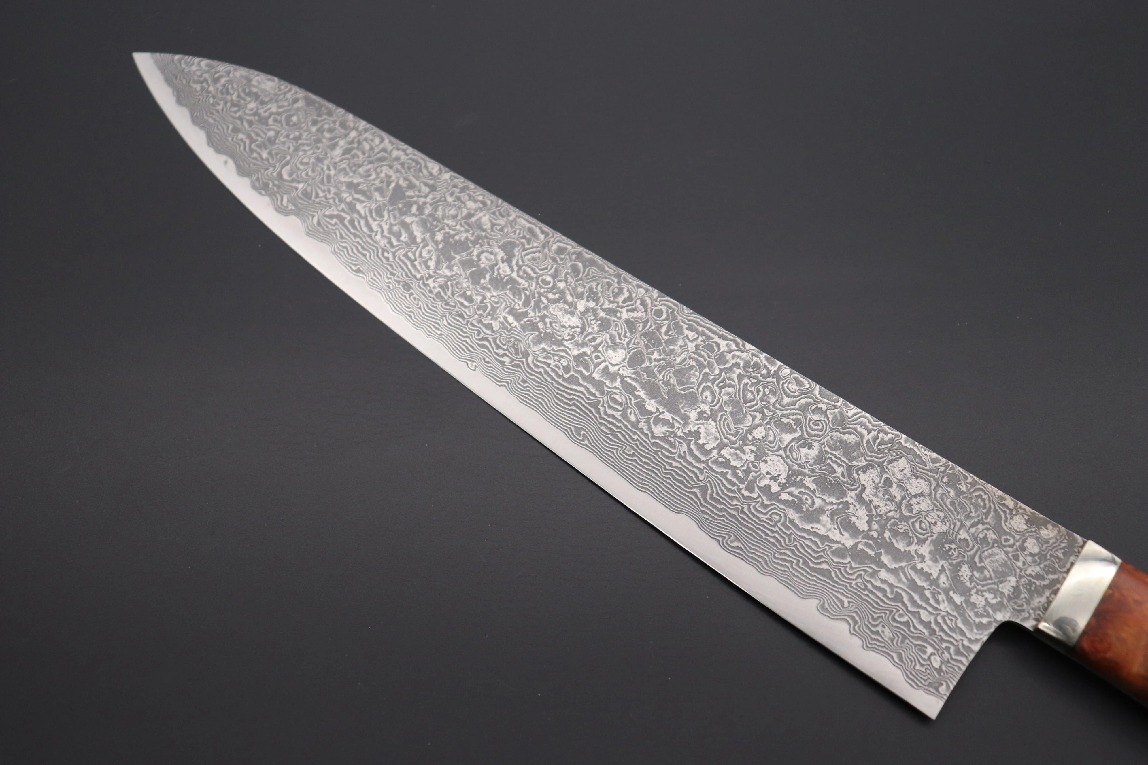 Mr. Itou R-2 Custom Damascus Gyuto 260mm (Narrower Blade Width, 10.2 Inch) "Quince Burl Wood Handle" (IT-925) - Image 2