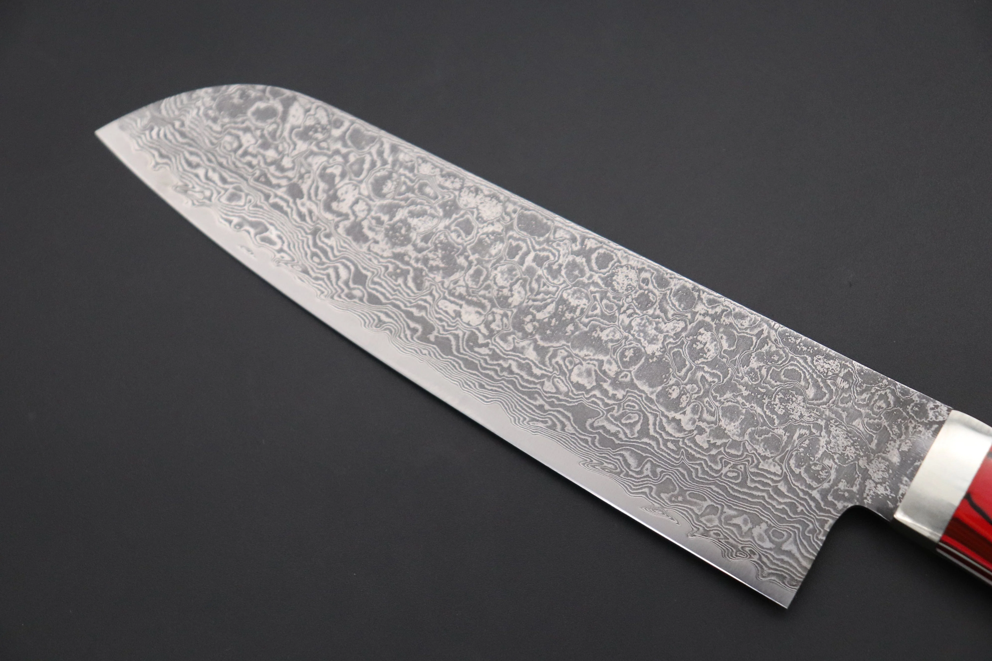 Mr. Itou R-2 Custom Damascus Santoku 155mm (6.1 inch) "Japanese Lacquer Handle" (IT-229) - Image 2