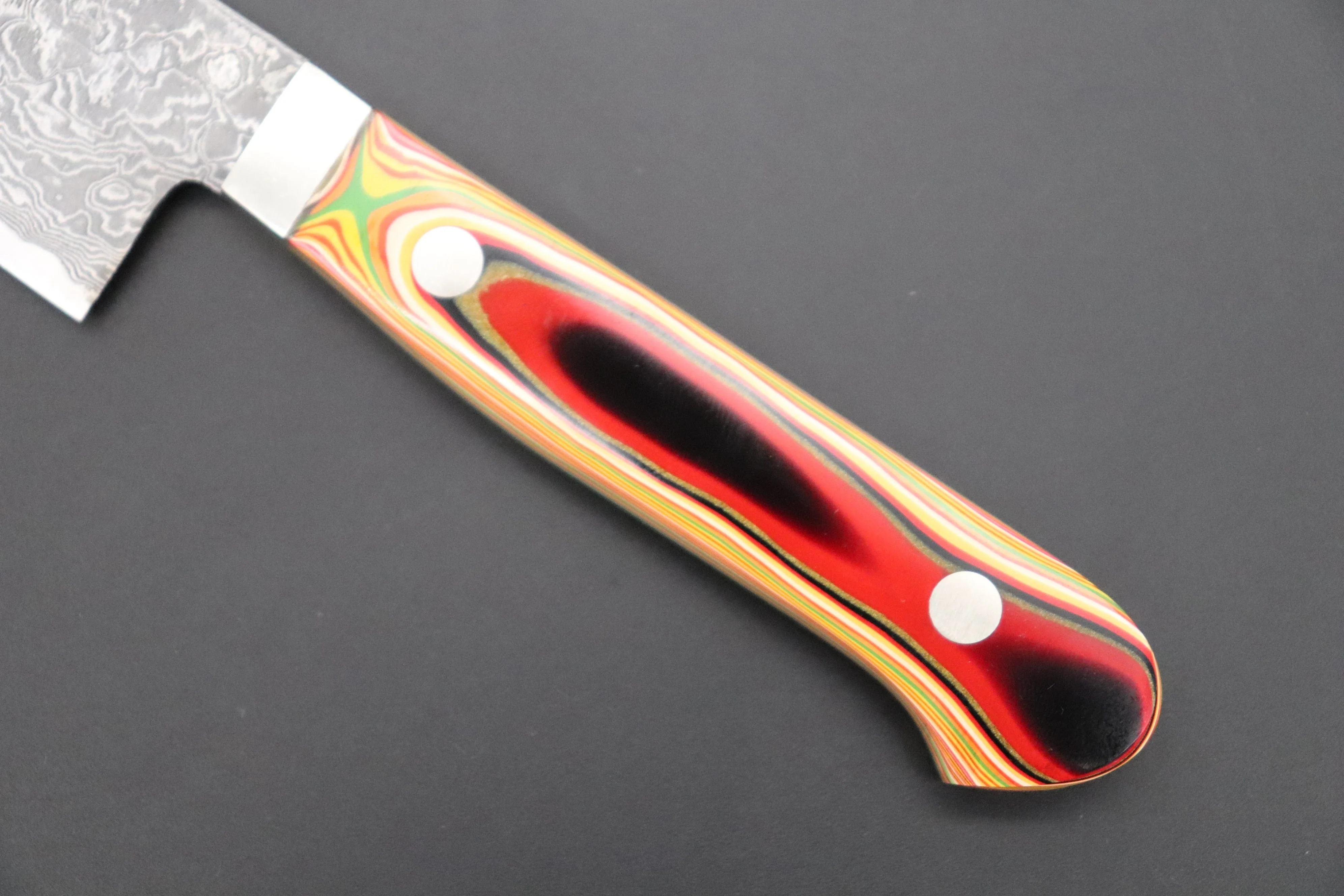 Mr. Itou R-2 Custom Damascus Small-Nakiri 130mm (5.1 inch) "Japanese Lacquer Handle" (IT-221) - Image 3