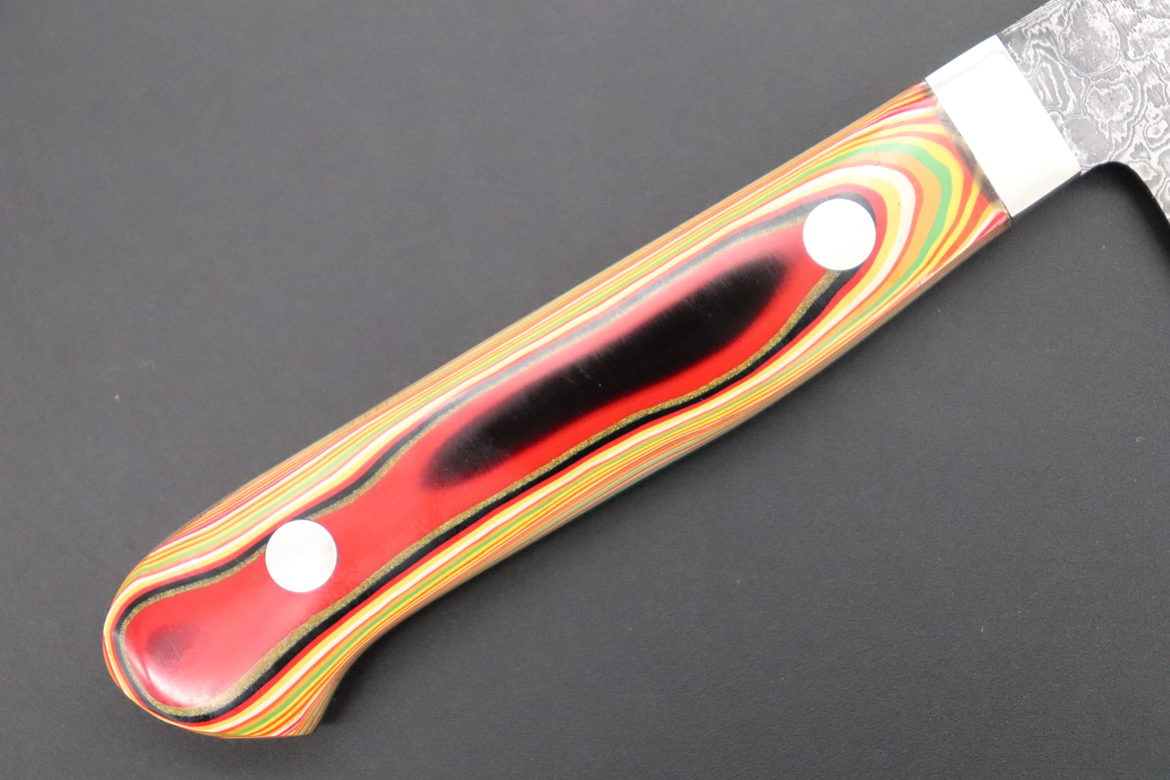 Mr. Itou R-2 Custom Damascus Small-Nakiri 130mm (5.1 inch) "Japanese Lacquer Handle" (IT-221) - Image 7