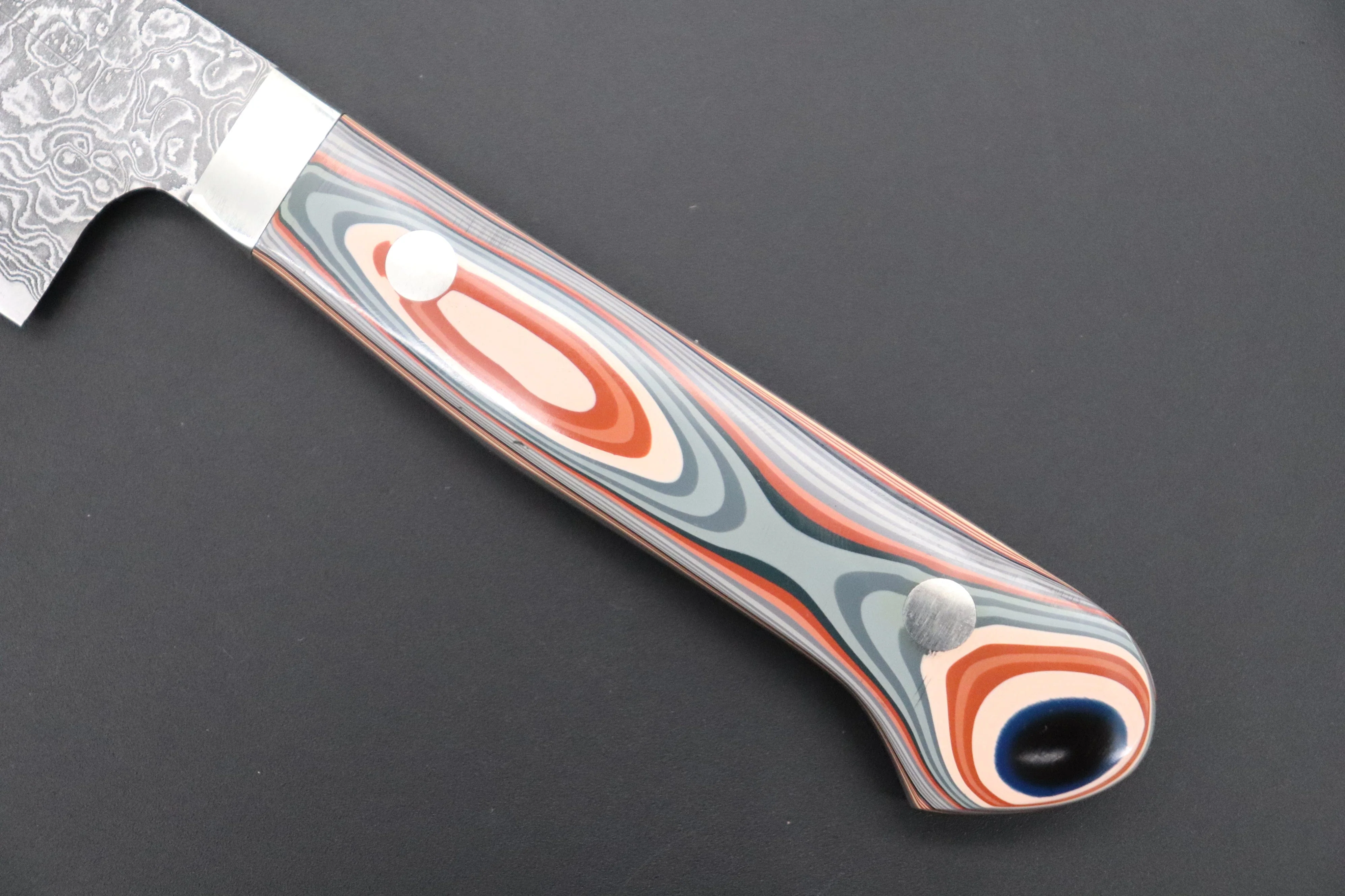 Mr. Itou R-2 Custom Damascus Small-Nakiri 135mm (5.3 inch) "Japanese Lacquer Handle" (IT-222) - Image 3