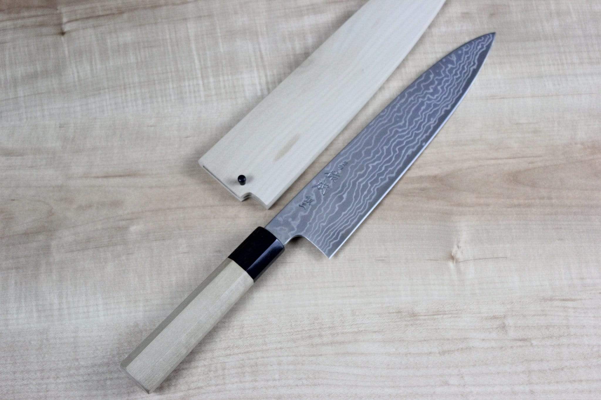 Sukenari Gingami No.3 Nickel Damascus Wa Gyuto (210mm to 270mm, 3 sizes, Octagon Shaped Magnolia Wood Handle)
