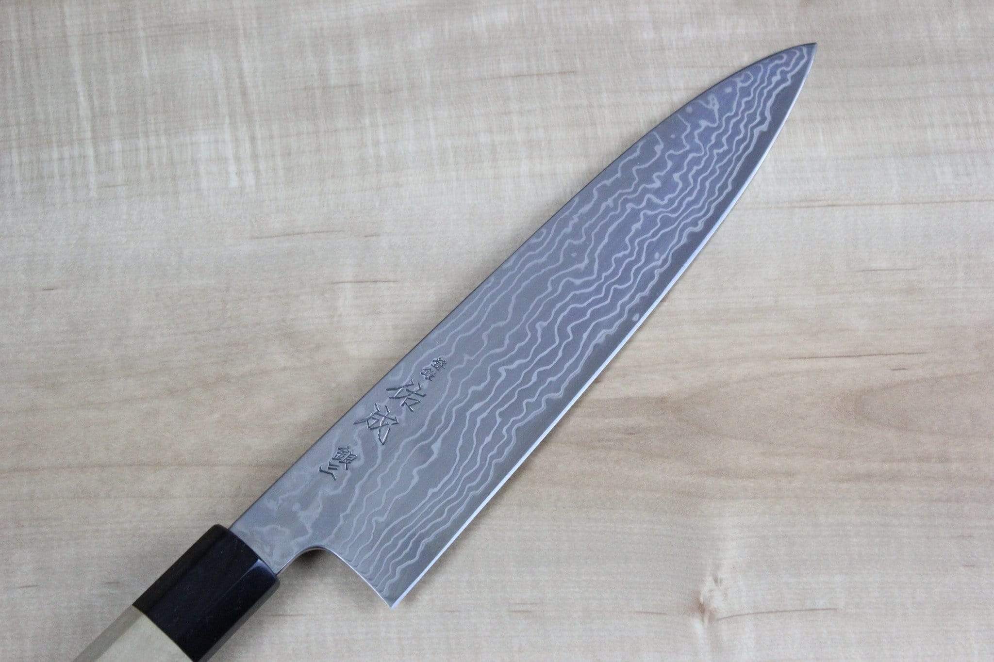 Sukenari Gingami No.3 Nickel Damascus Wa Gyuto (210mm to 270mm, 3 sizes, Octagon Shaped Magnolia Wood Handle) - Image 2
