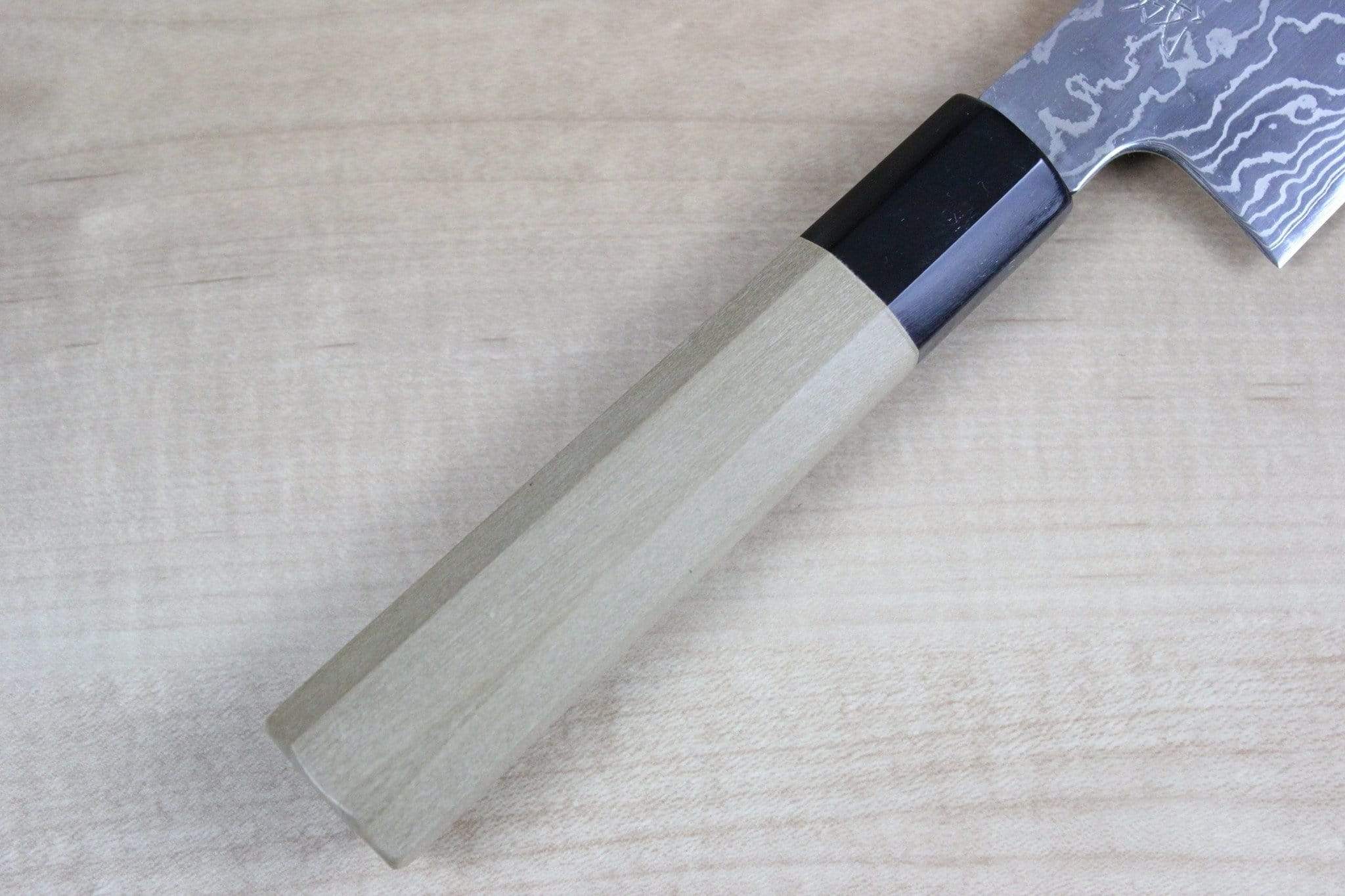 Sukenari Gingami No.3 Nickel Damascus Wa Gyuto (210mm to 270mm, 3 sizes, Octagon Shaped Magnolia Wood Handle) - Image 4