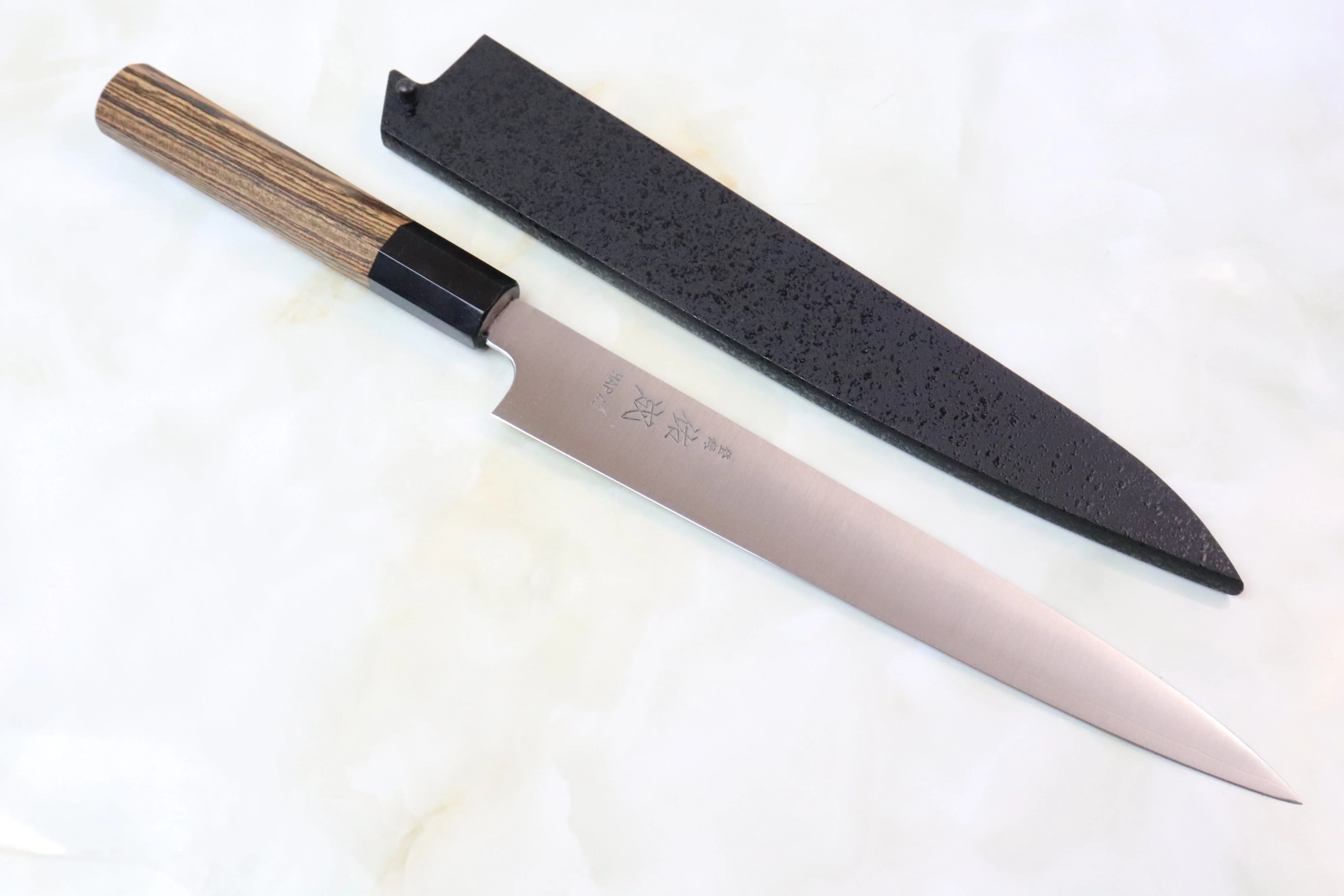 Sukenari HAP-40 Series Wa Sujihiki (240mm and 270mm, 2 sizes, Octagon Shaped Bocote Wood Handle) - Image 6